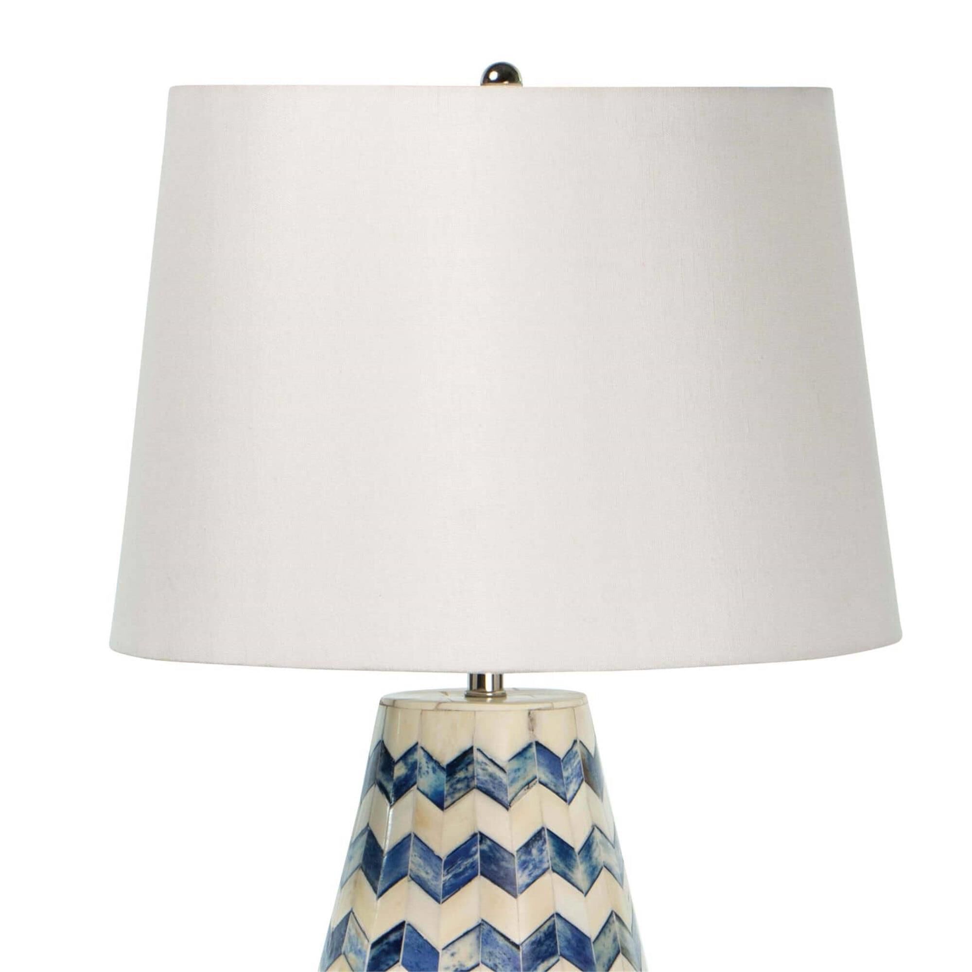 Shown in Blue finish and Linen shade