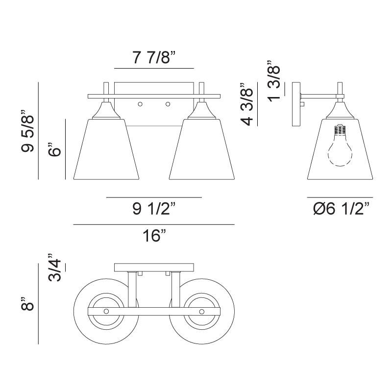 Hollis 16 Inch 2 Light Bath Vanity Light by Matteo Lighting