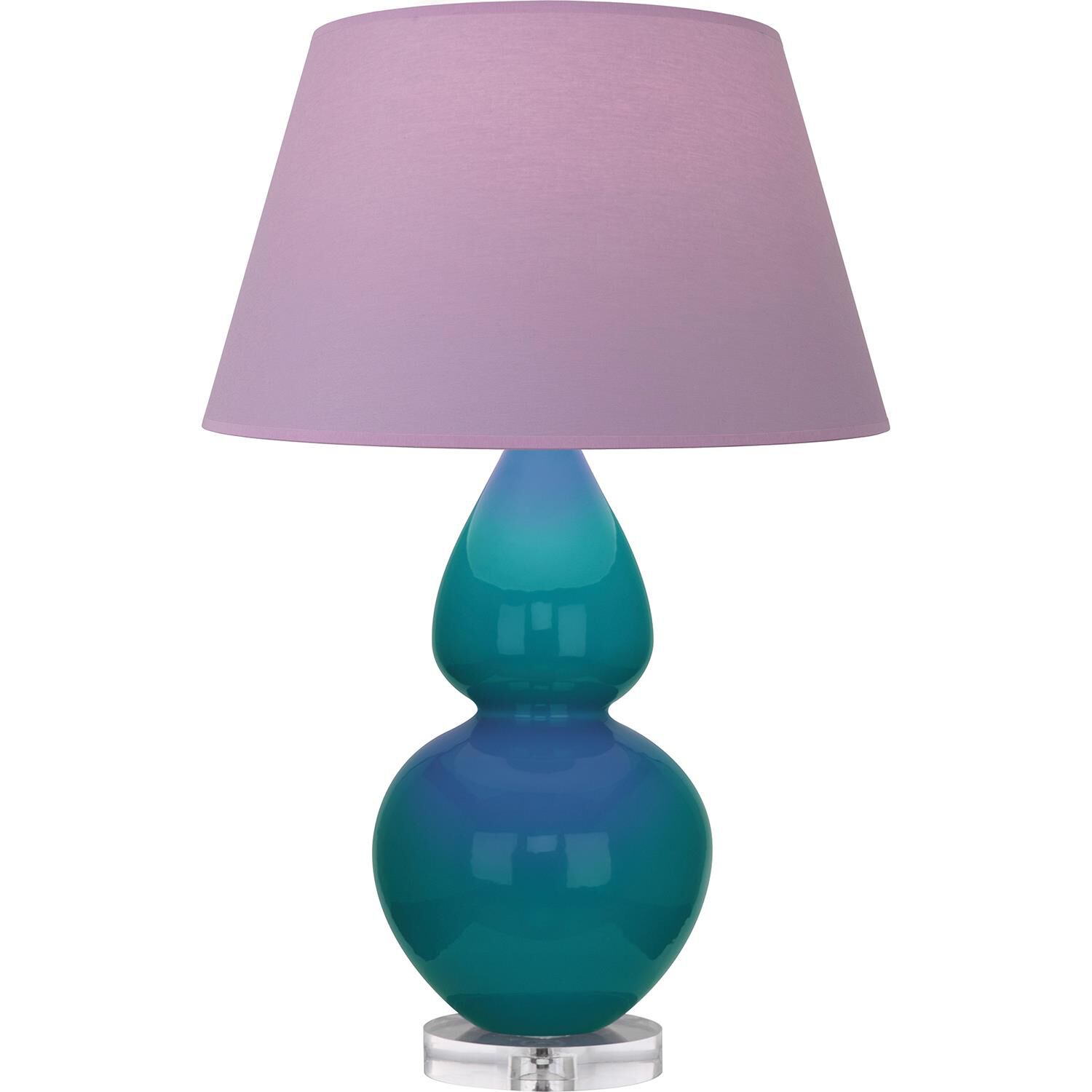 Shown in Peacock finish and Lavender and Plum shade and Lucite accent