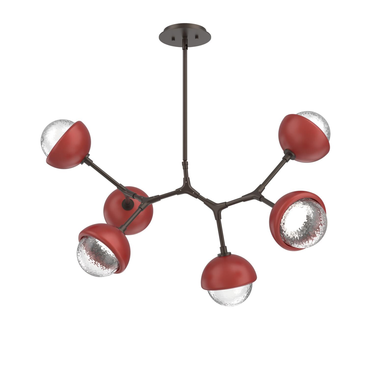 Shown in Flat Bronze finish and Clear glass and Cinnamon Red accent