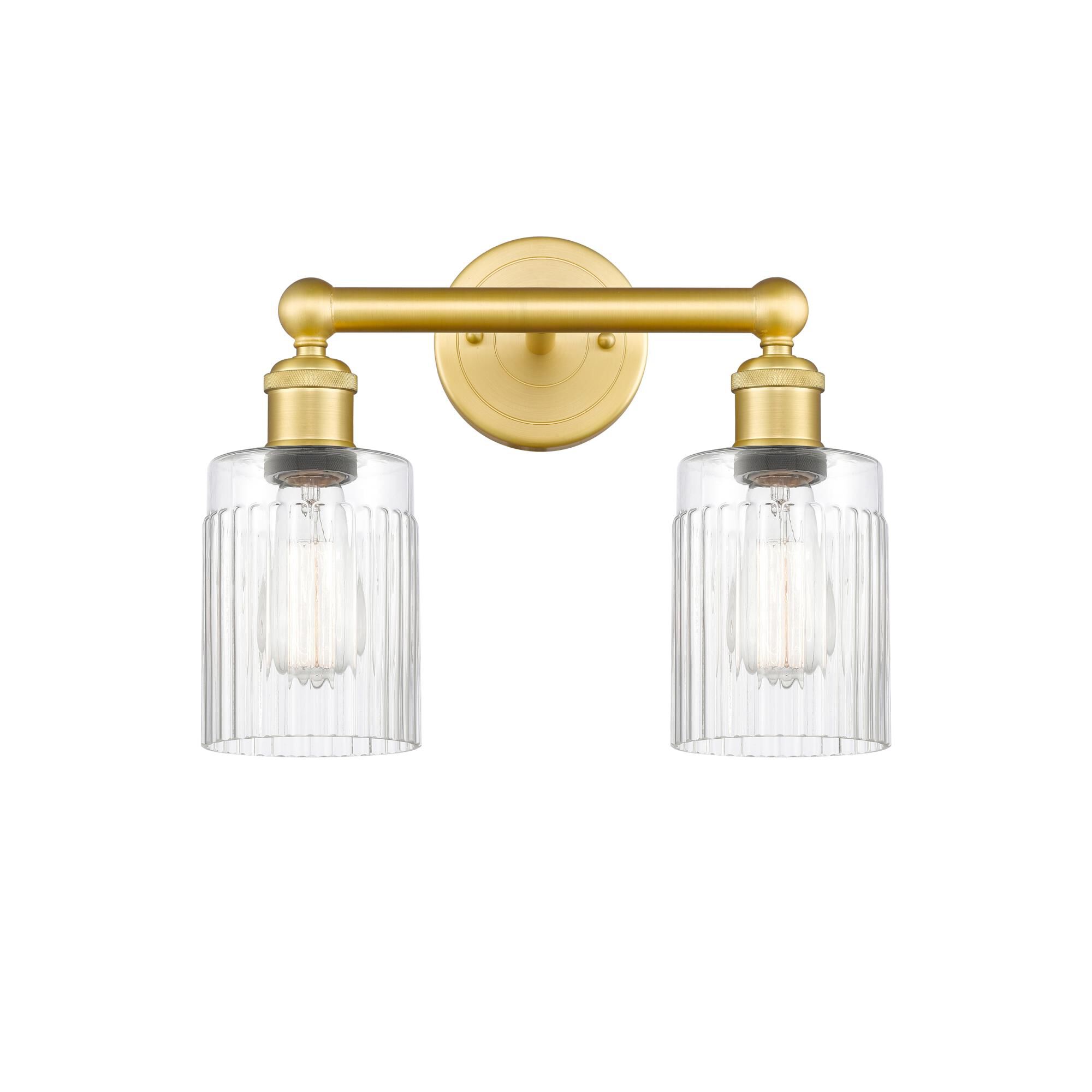 Shown in Satin Gold finish and Clear glass