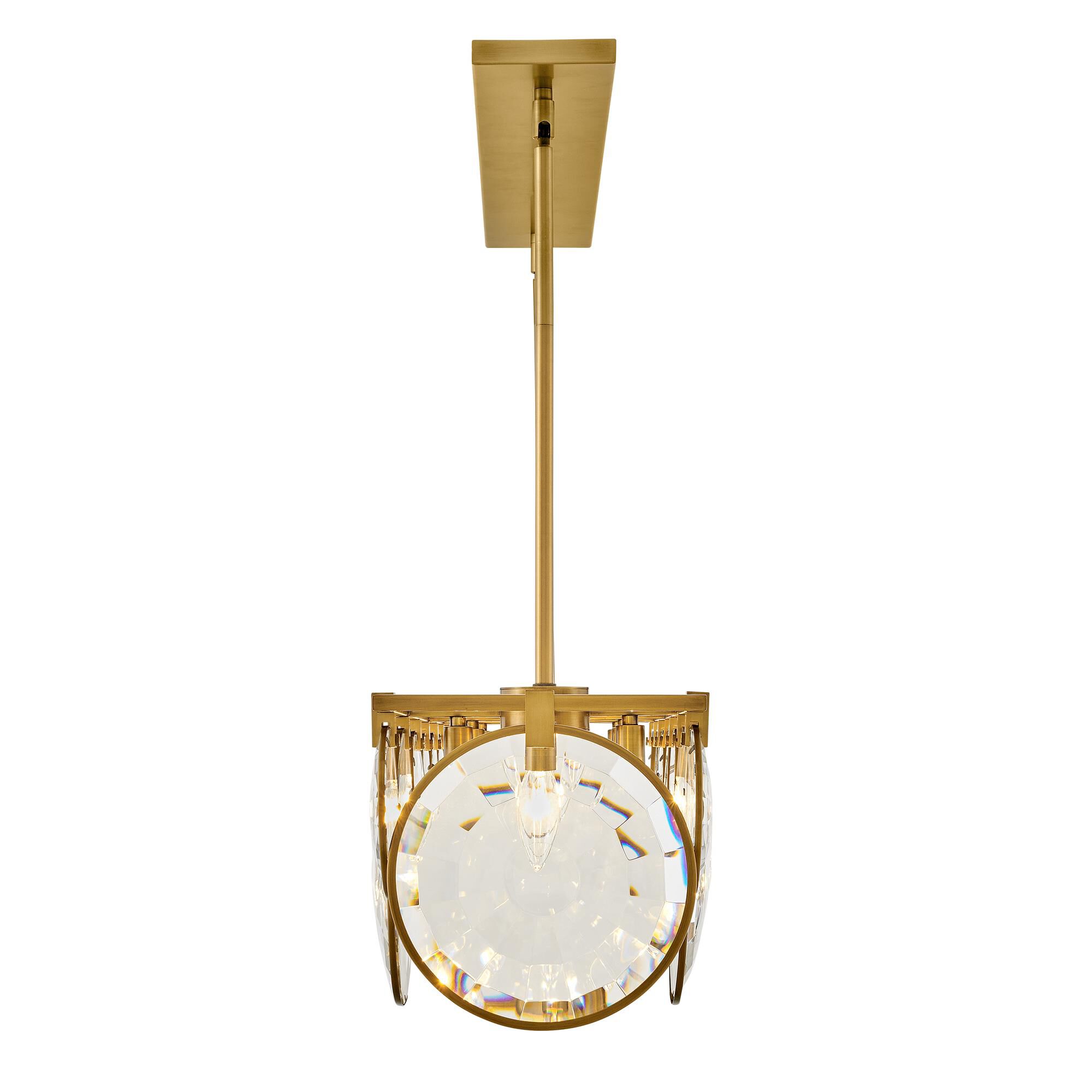 Shown in Heritage Brass finish and Optic Crystal glass