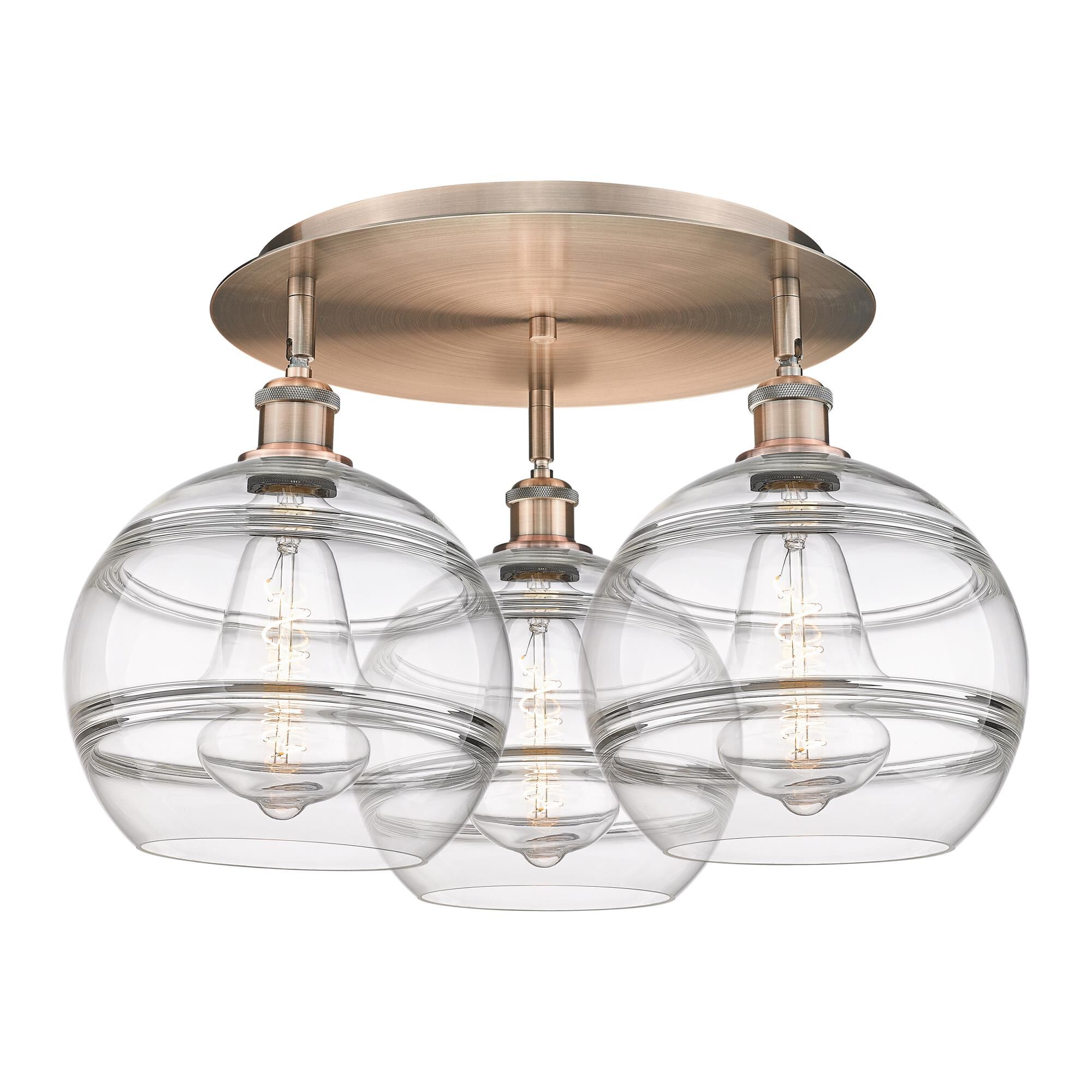 Shown in Antique Copper finish and Clear glass