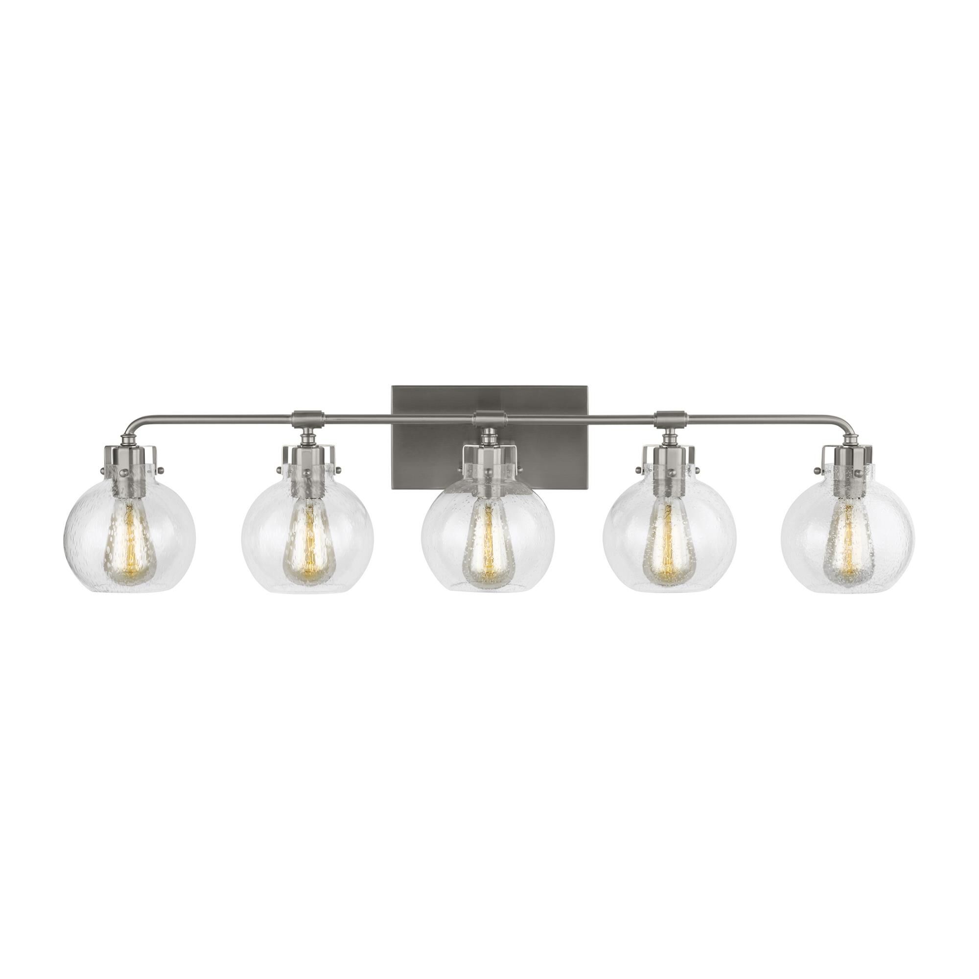 Shown in Satin Nickel finish and Clear Seeded glass