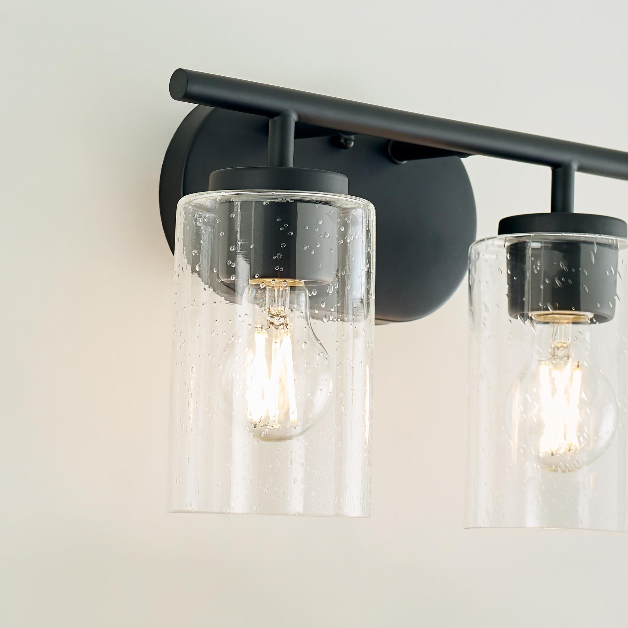 Shown in Midnight Black finish and Clear Seeded glass