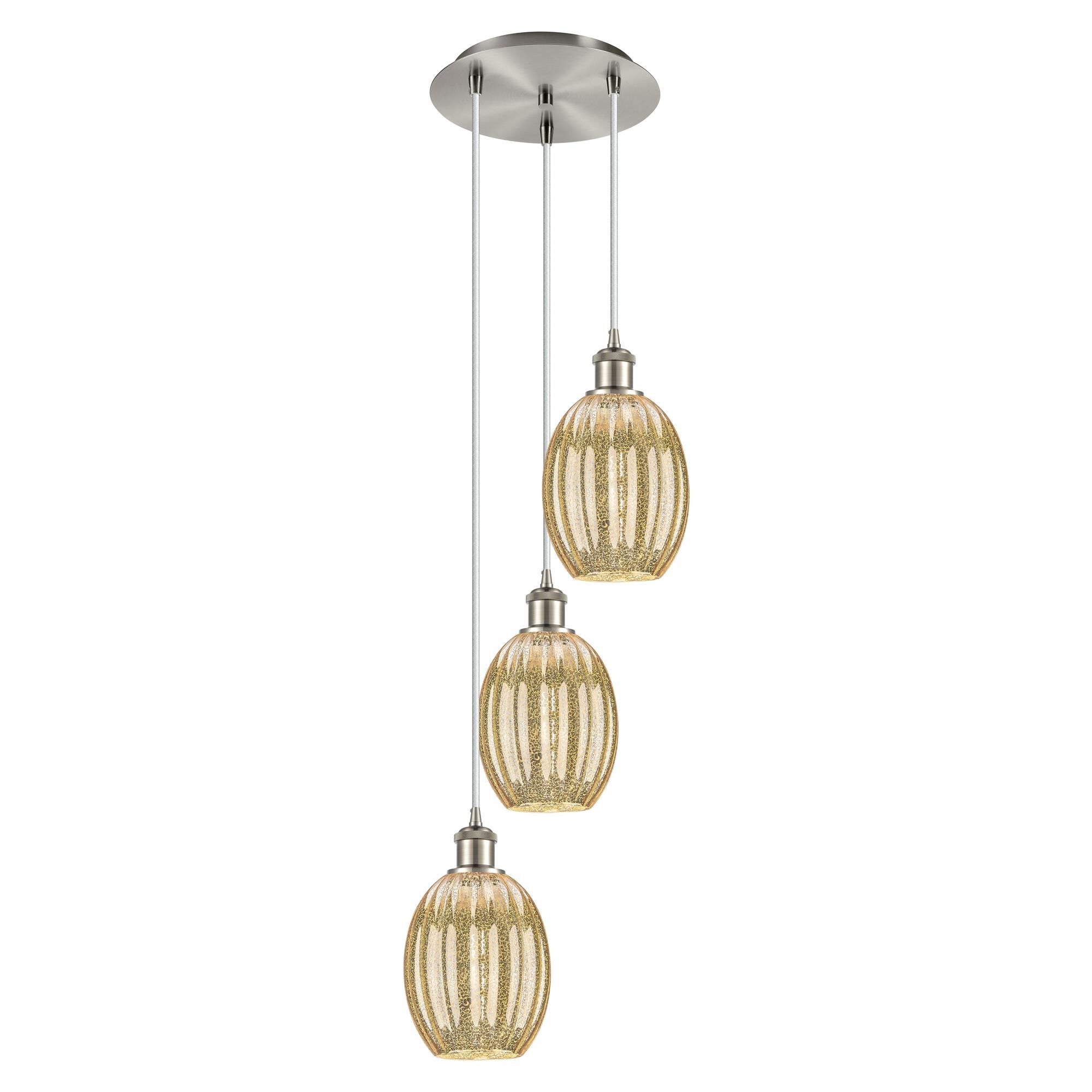 Shown in Brushed Satin Nickel finish and Mercury glass