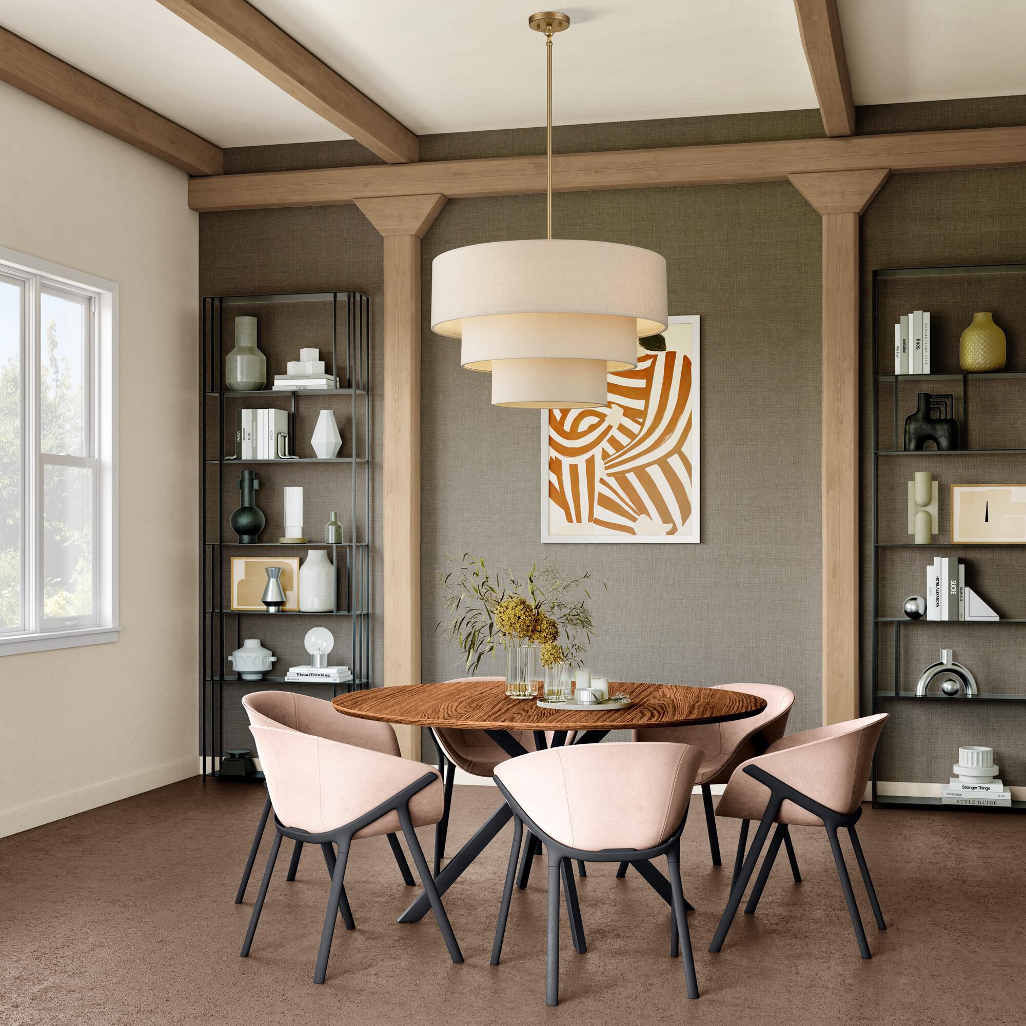 Shown in Antique Gold Leaf finish and Hand Crafted Parchment Color Hardback Fabric shade