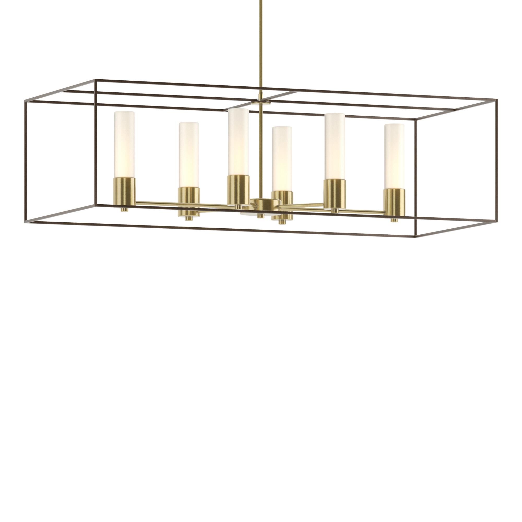 Shown in Modern Brass finish and Opal glass and Bronze accent