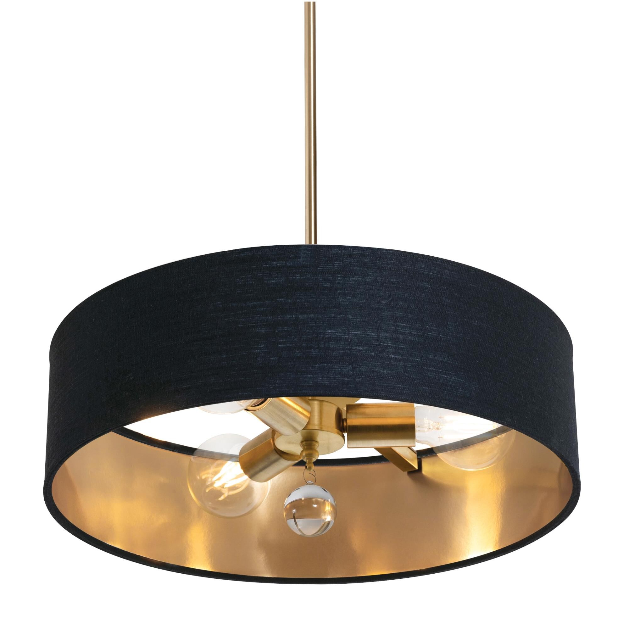 Shown in Satin Brass, Black, Gold finish and Black/Gold shade