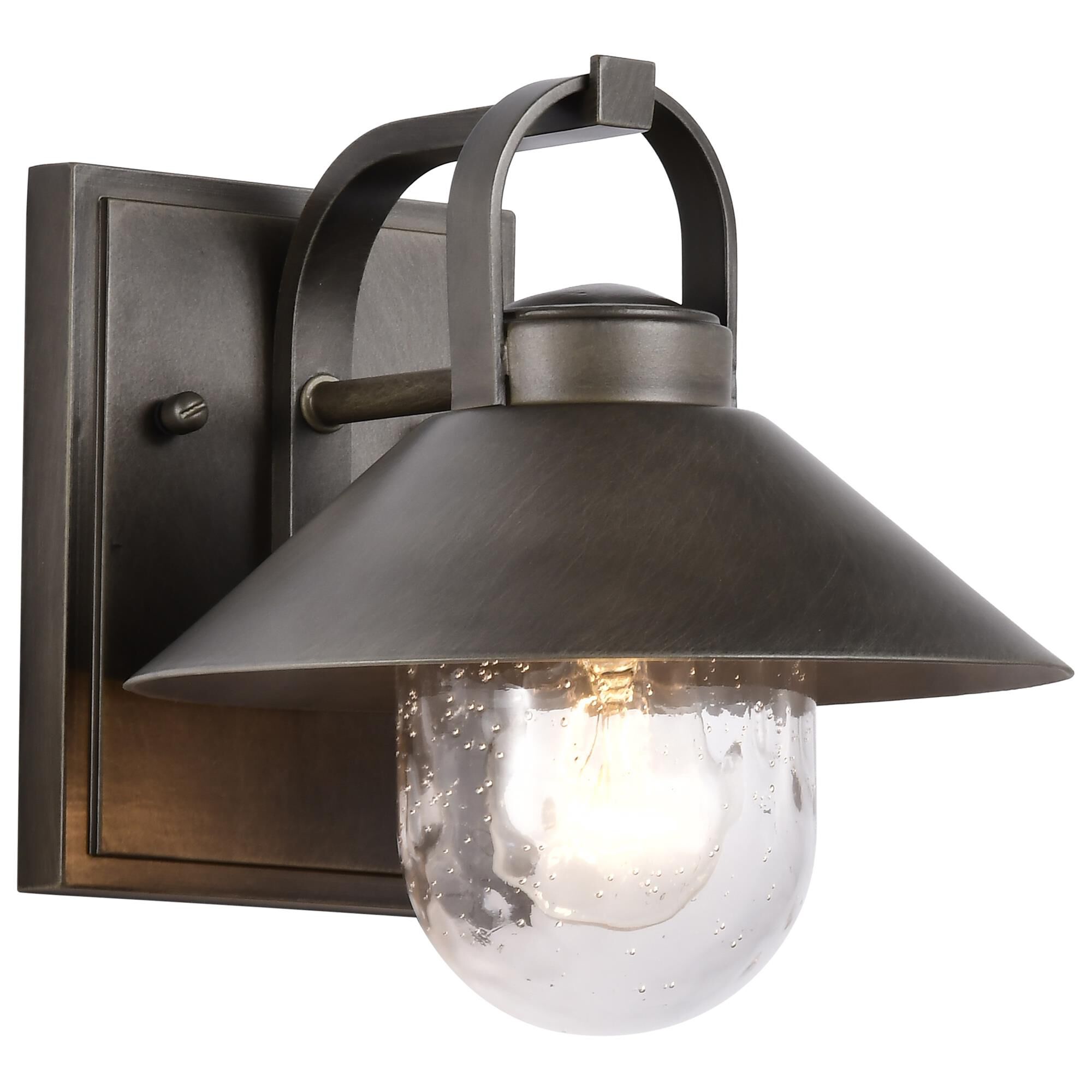 Shown in Bronze finish and Clear Seeded glass