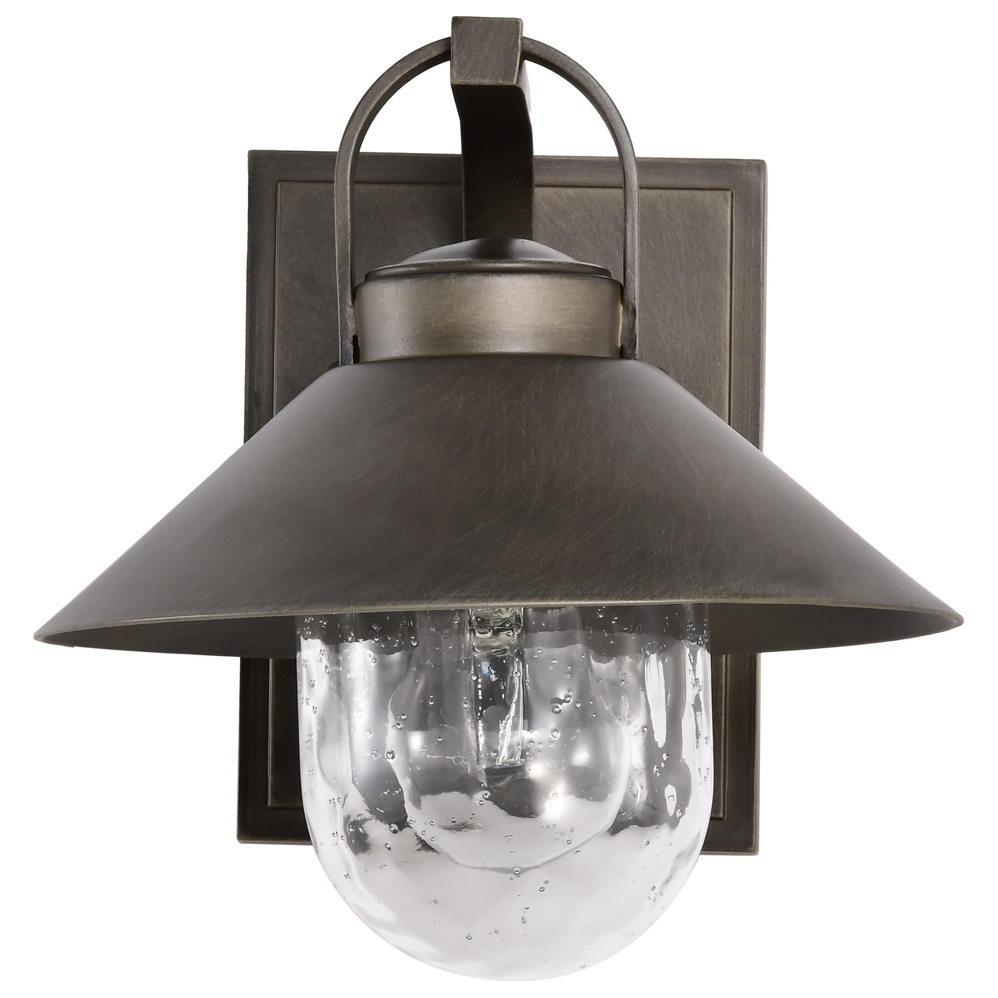 Shown in Bronze finish and Clear Seeded glass