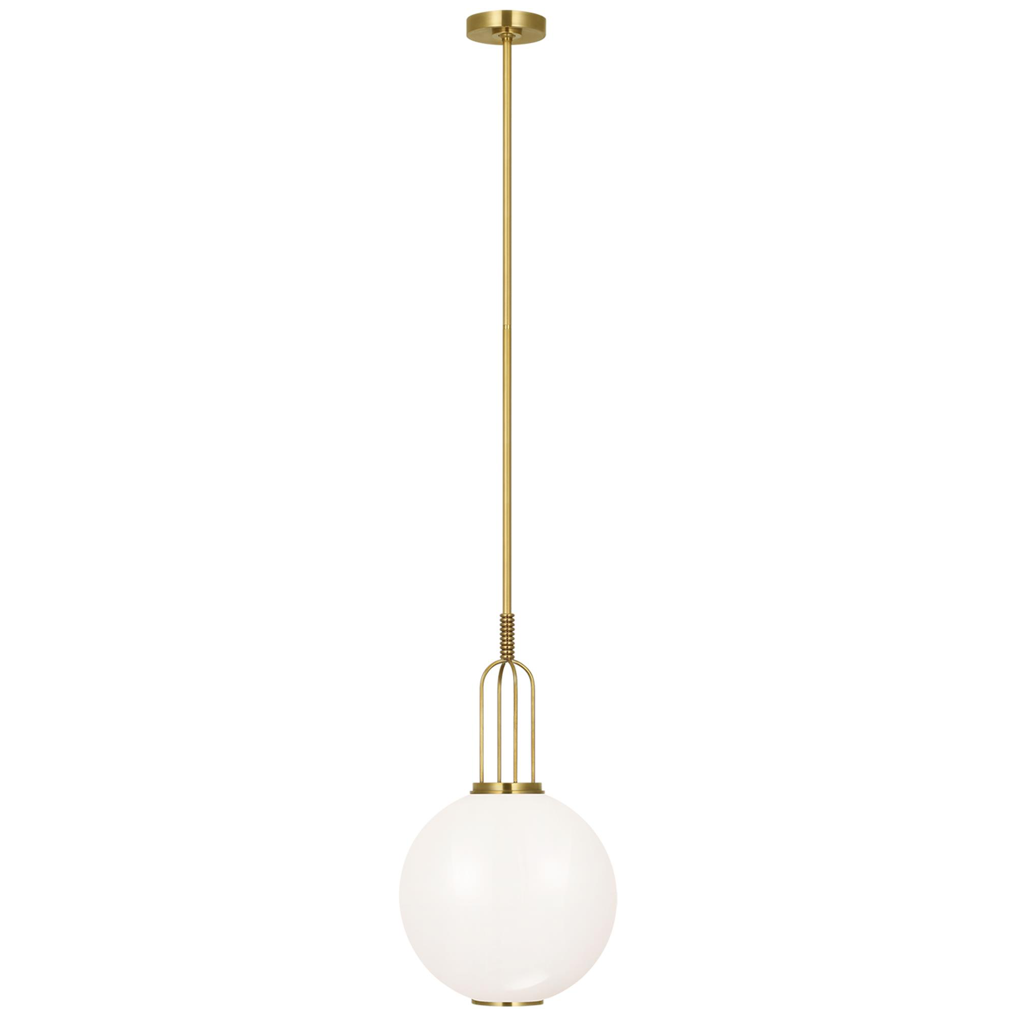 Shown in Soft Brass finish and White glass