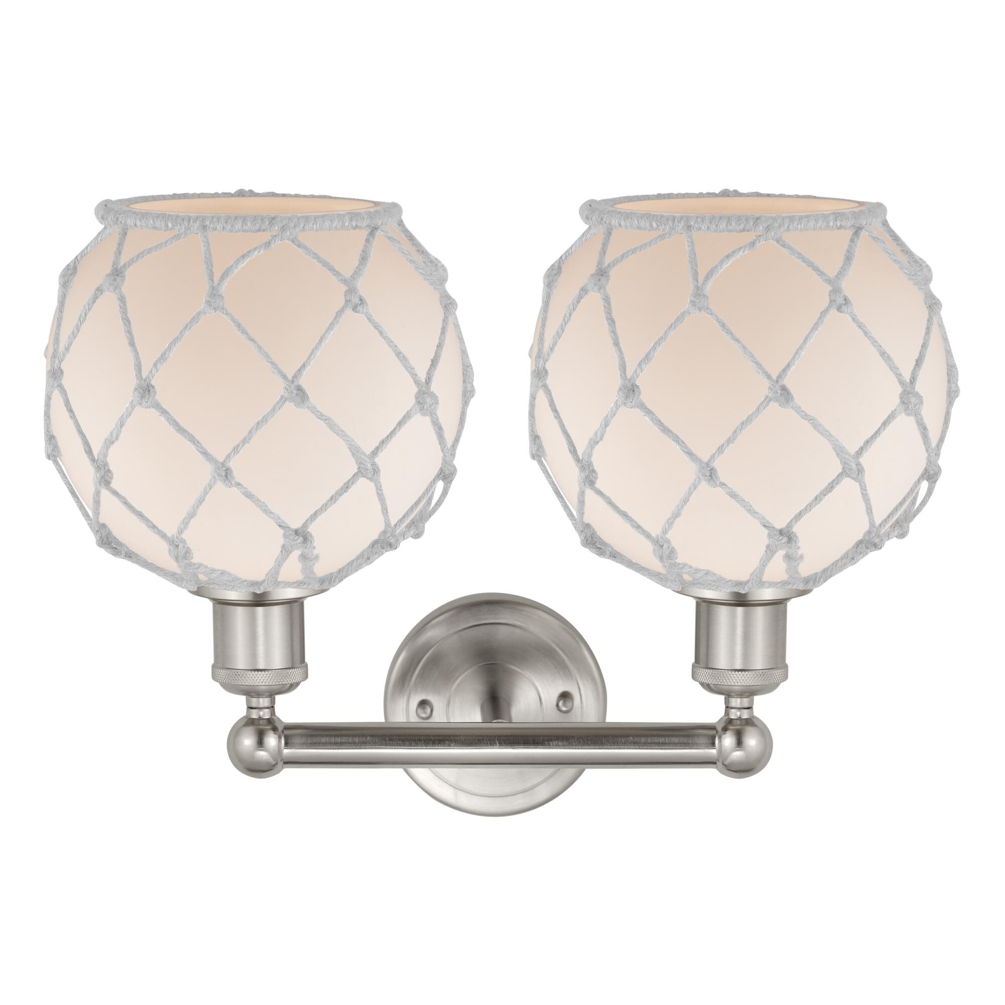 Shown in Brushed Satin Nickel finish and White with White Rope glass