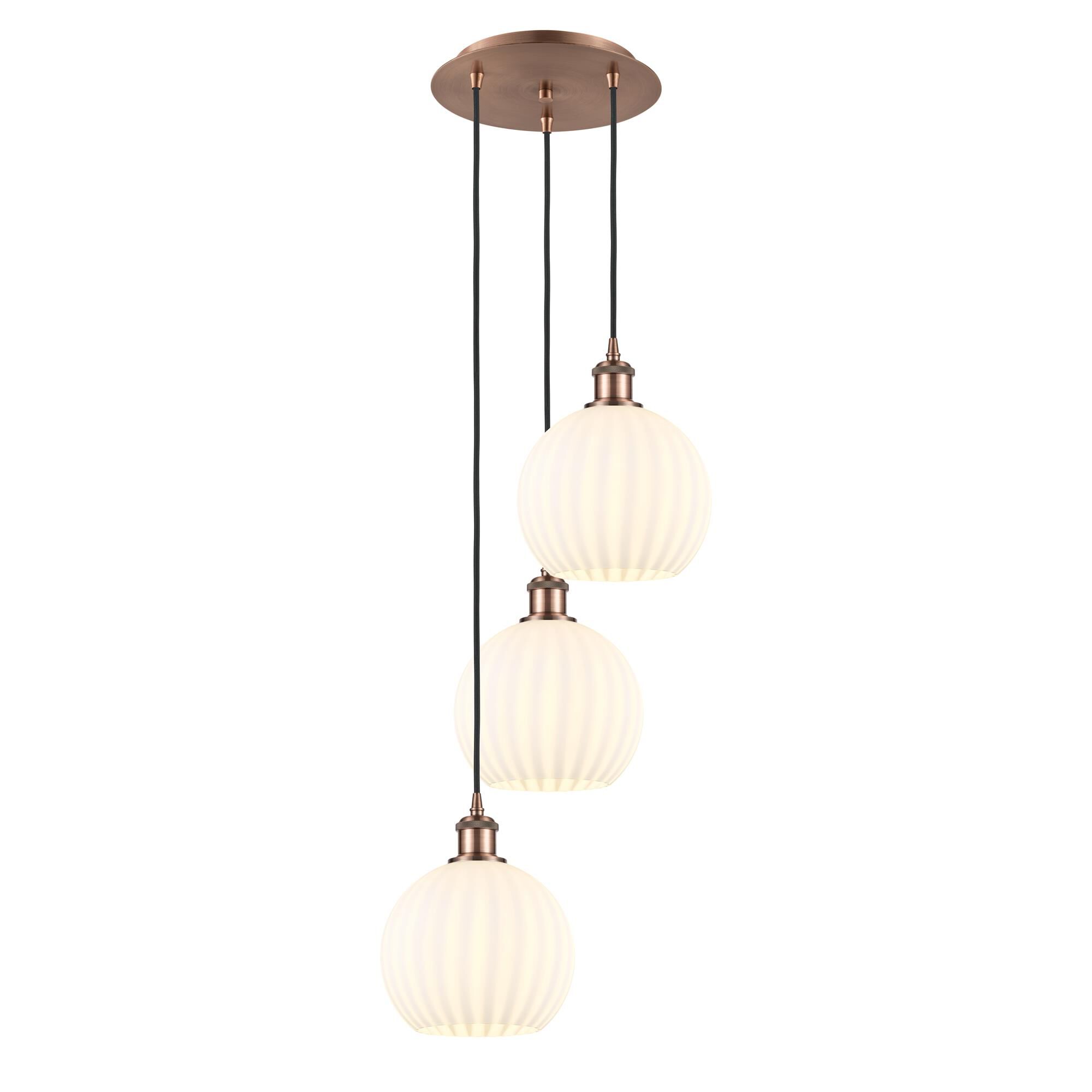 Shown in Antique Copper finish and White Venetian glass