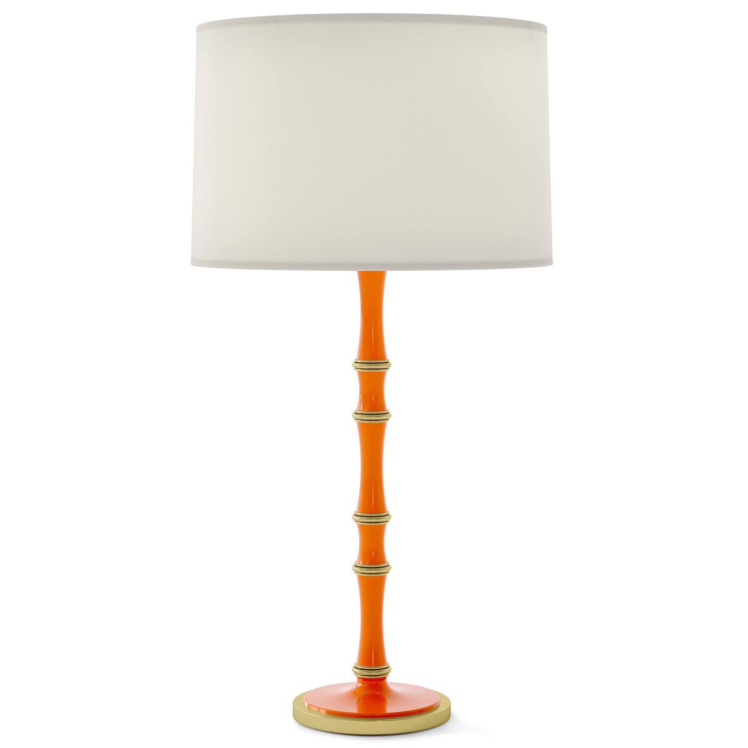 Shown in Pumpkin finish and White shade and Modern Brass accent
