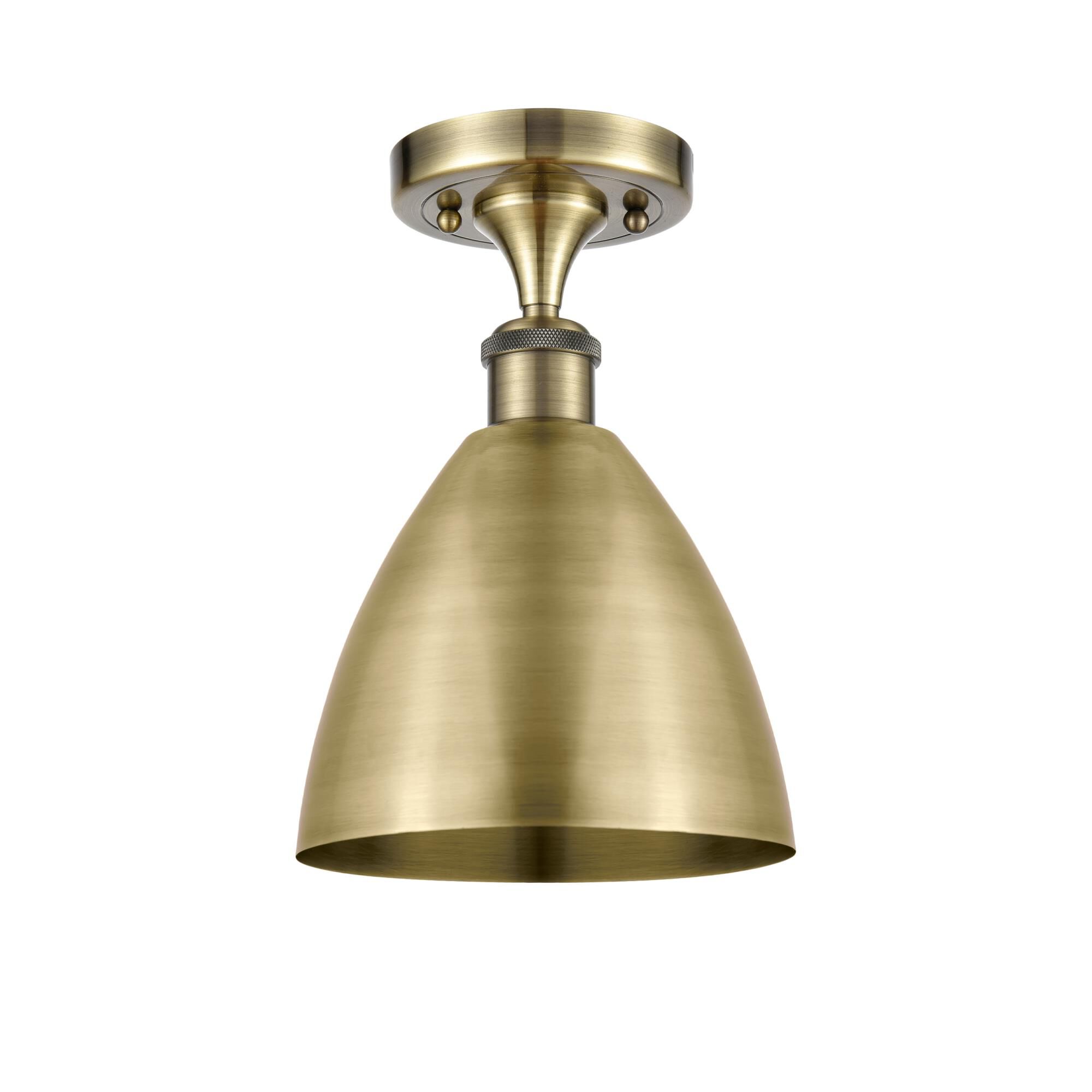 Shown in Antique Brass finish and Clear glass and Antique Brass Ballston Dome shade
