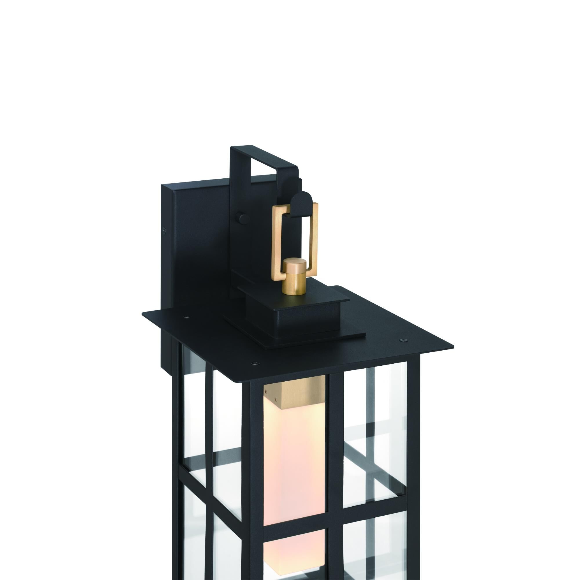Shown in Brass-Black finish and Clear  glass