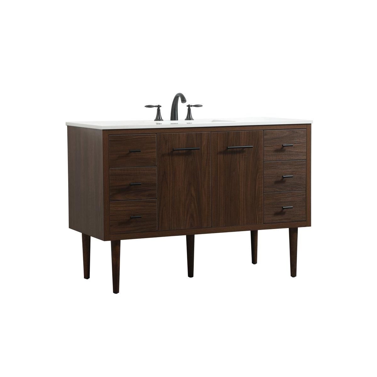 Shown in Walnut finish and No Backsplash accent