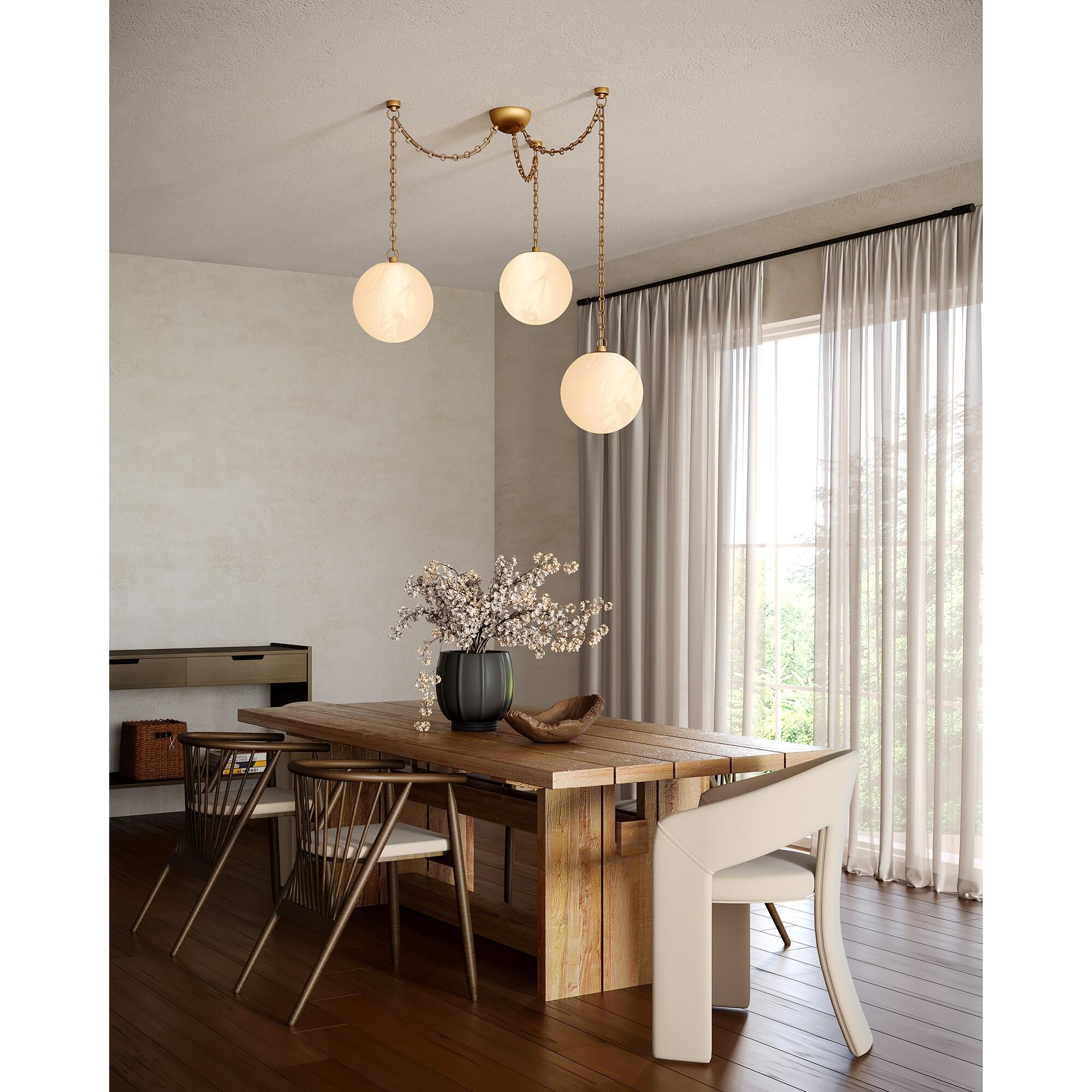 Shown in Vintage Brass finish and Cloud glass