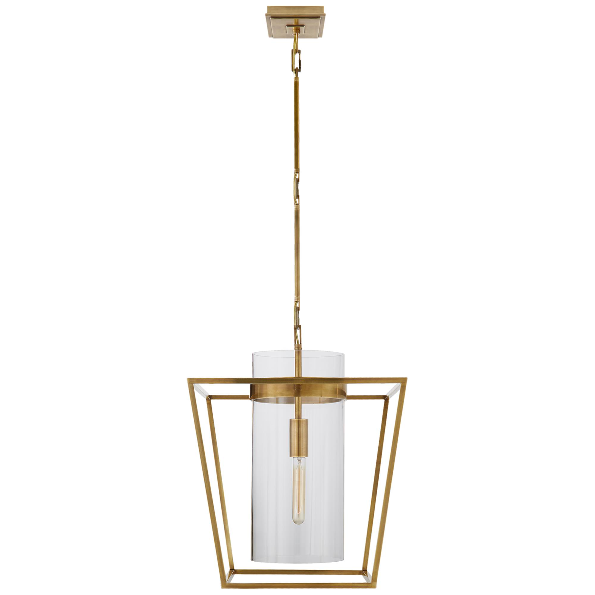 Shown in Hand-Rubbed Antique Brass finish and Clear glass