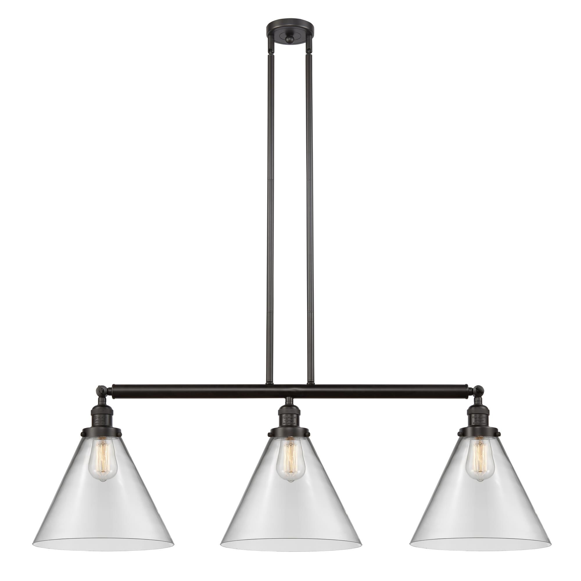 Shown in Oil Rubbed Bronze finish and Clear X-Large Cone glass