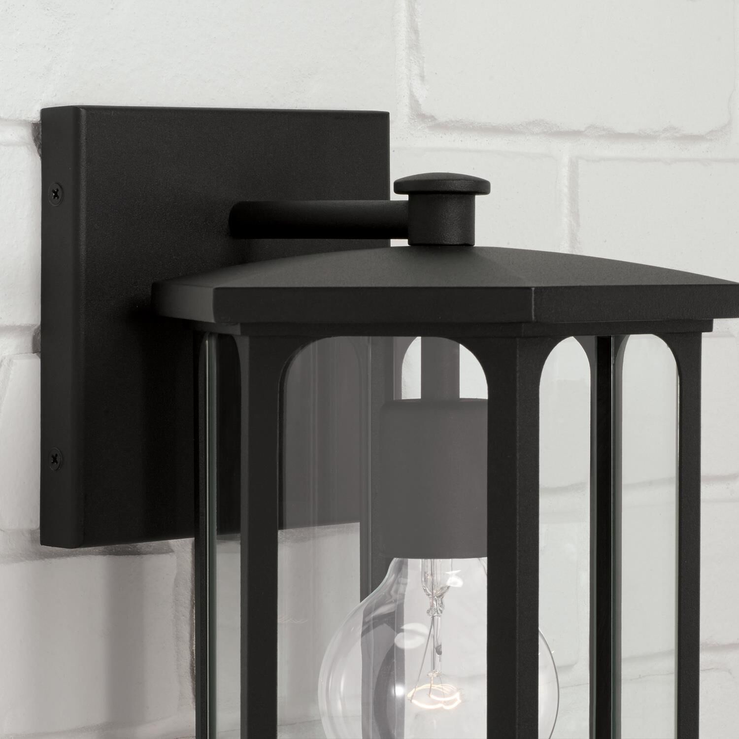 Shown in Black finish and Clear glass