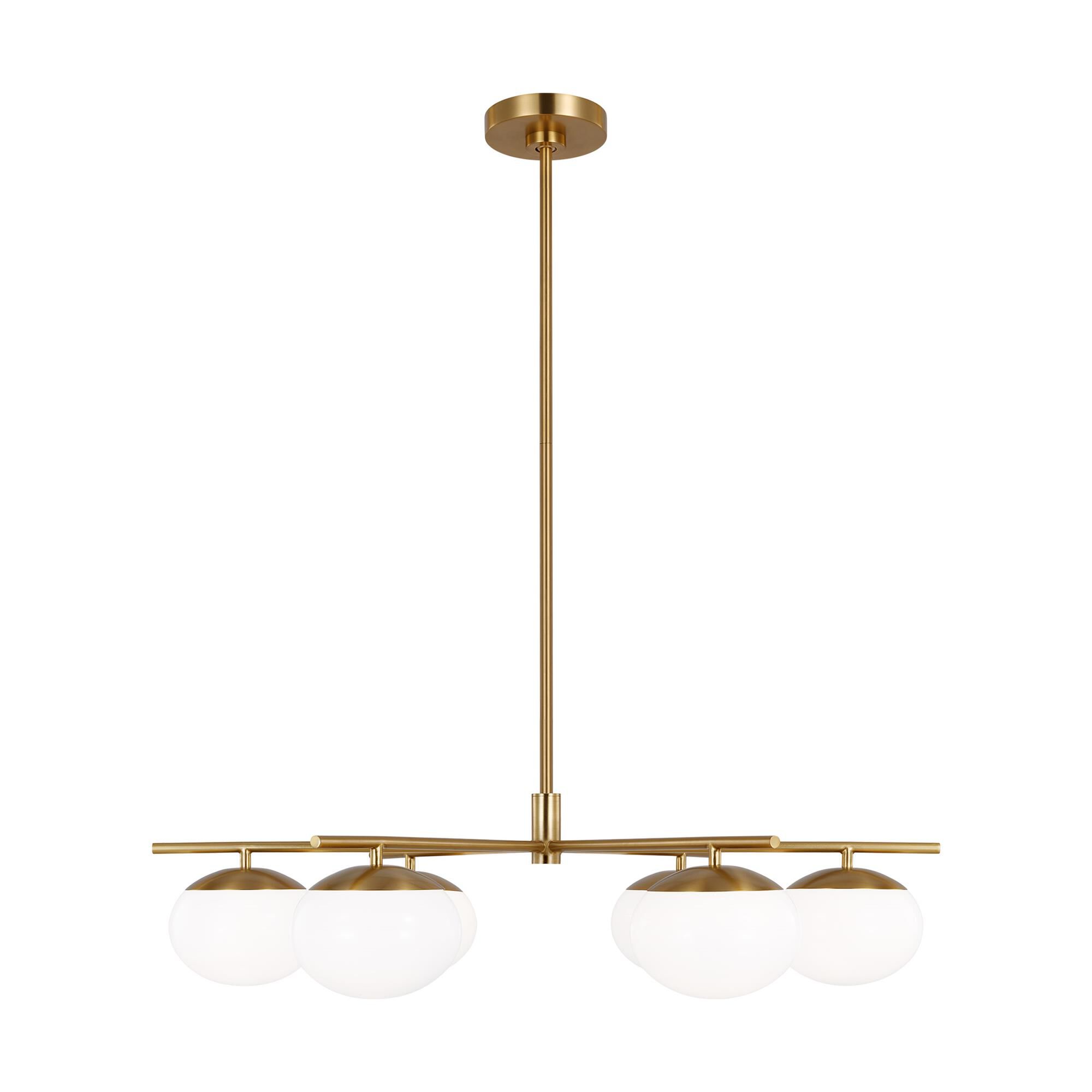 Shown in Burnished Brass finish and Milk White Glass s shade