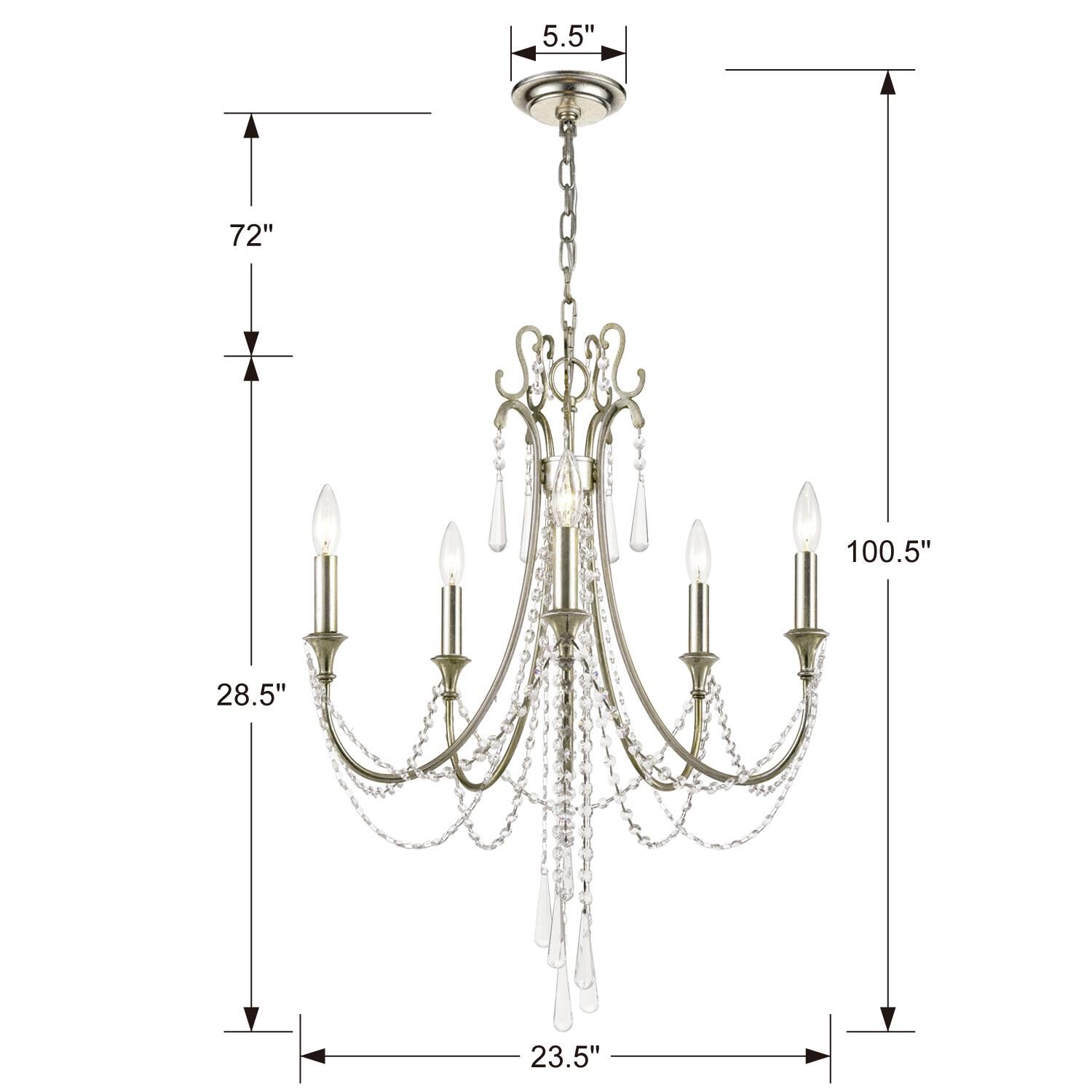 Arcadia 23 Inch 5 Light Chandelier by Crystorama