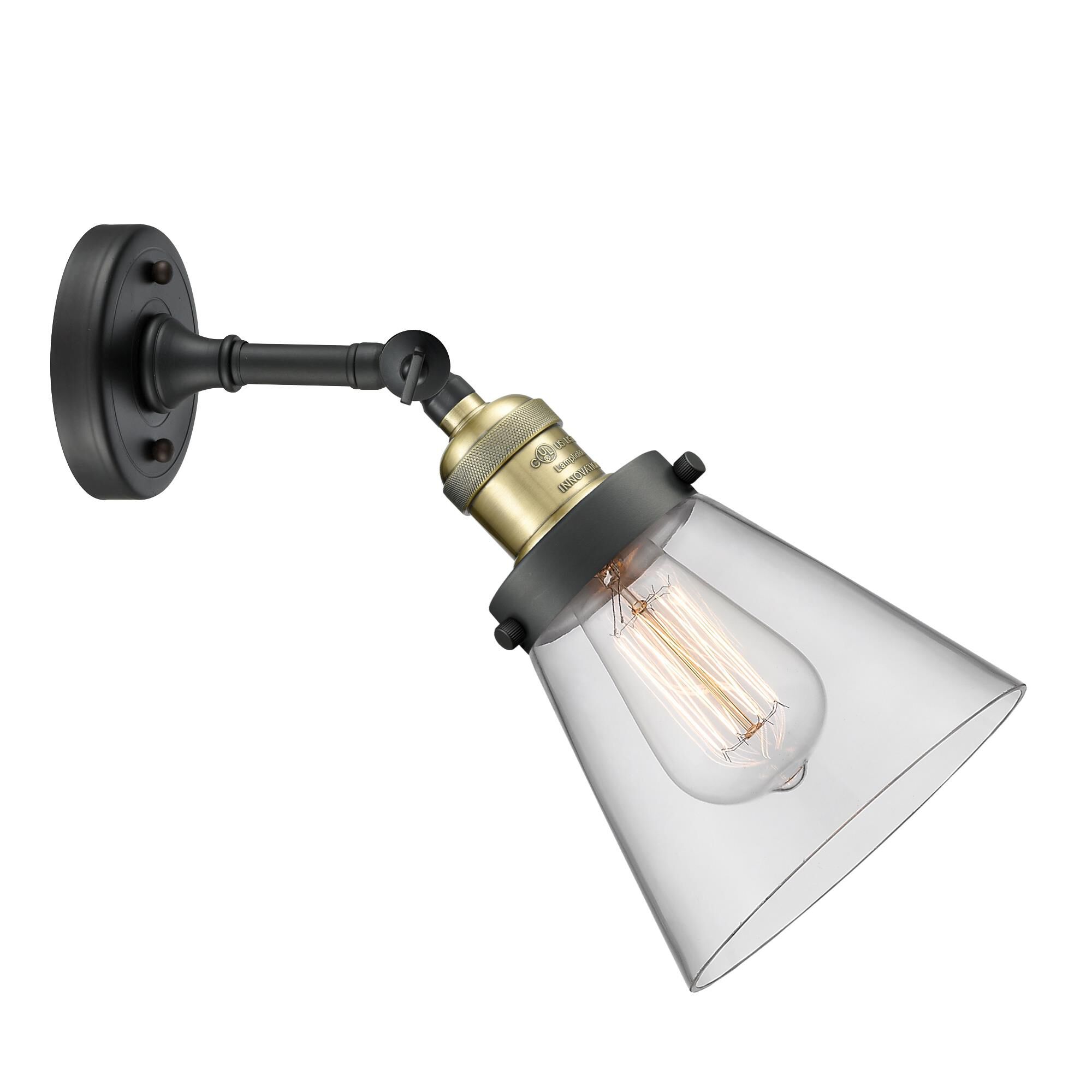 Shown in Black Antique Brass finish and Clear glass and None accent
