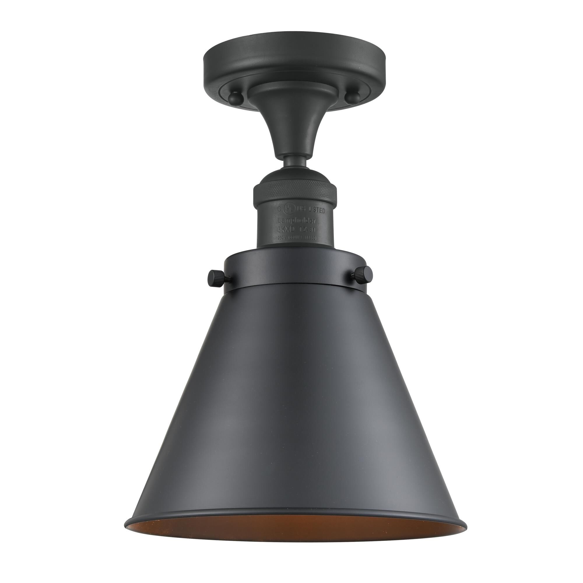 Shown in Matte Black finish and Metal - Matte Black - Cone shade