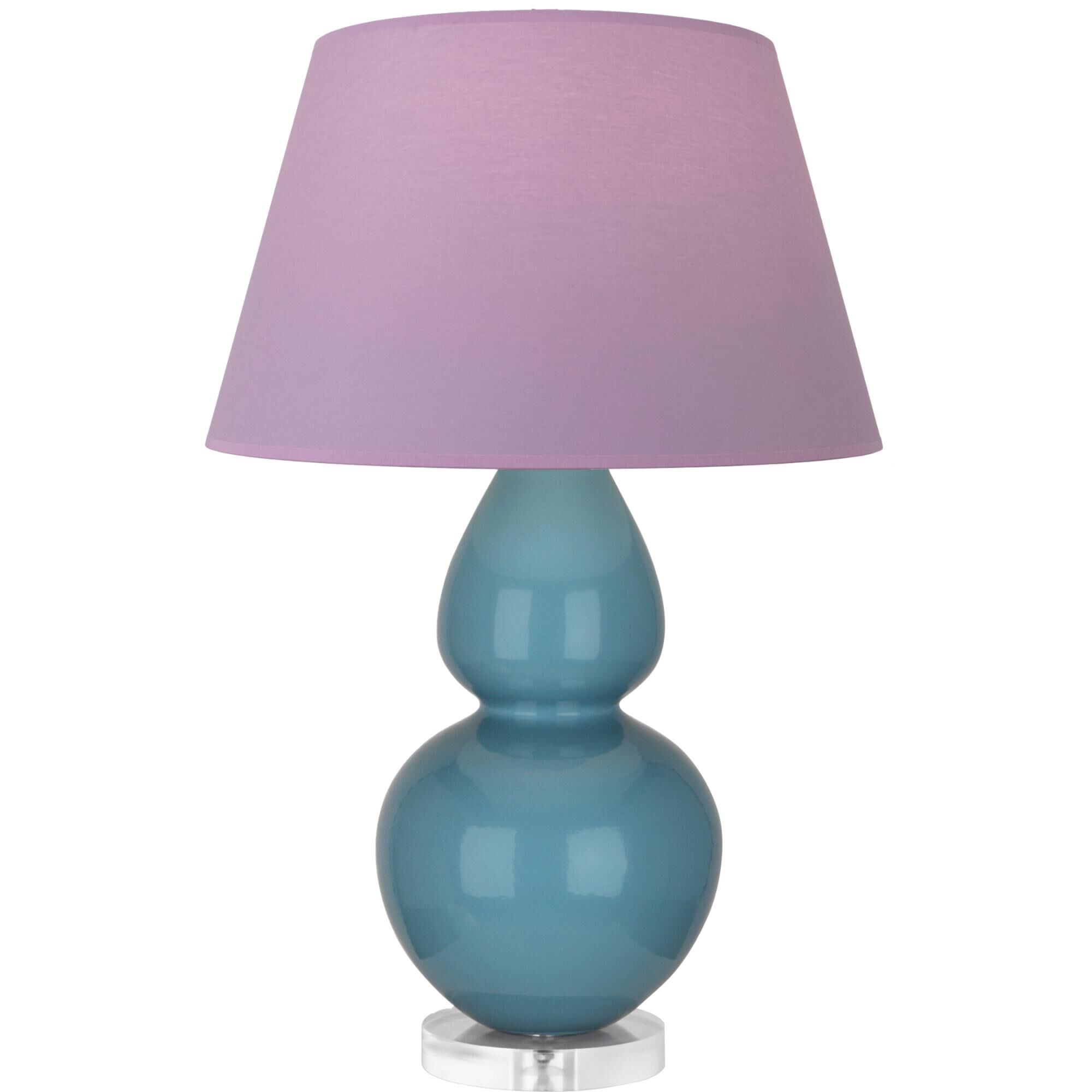 Shown in Steel Blue finish and Lavender and Plum shade and Lucite accent