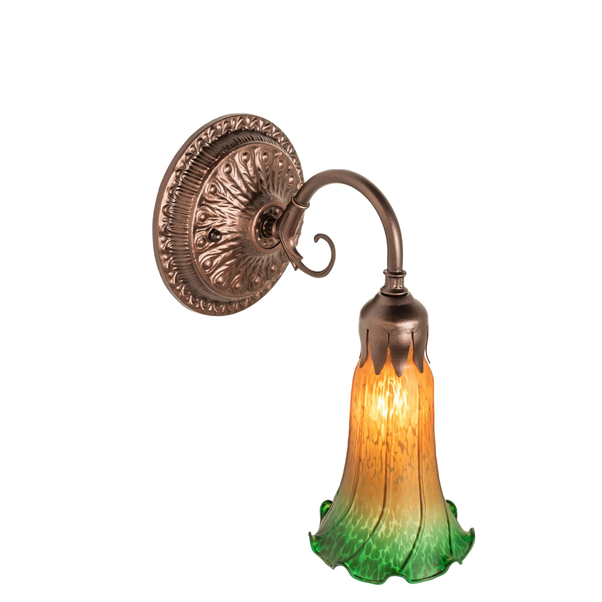 Shown in Mahogany Bronze finish and Amber /Acrylic;Green glass