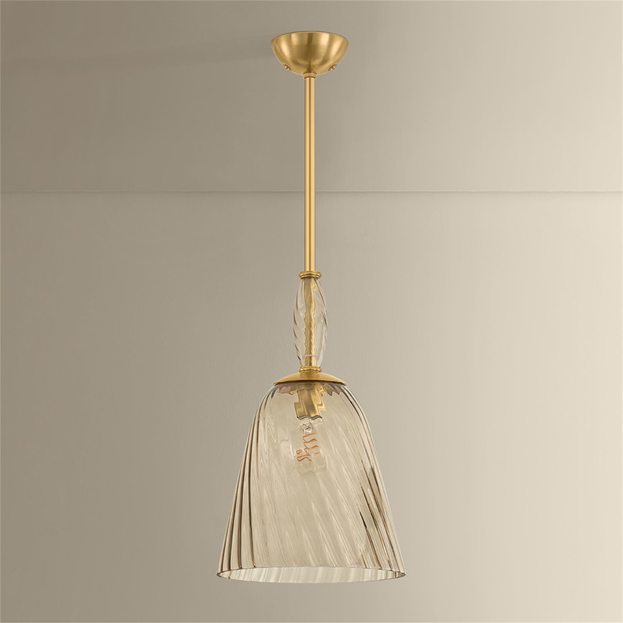 Shown in Aged Brass finish and Light Bronze with Optic  glass