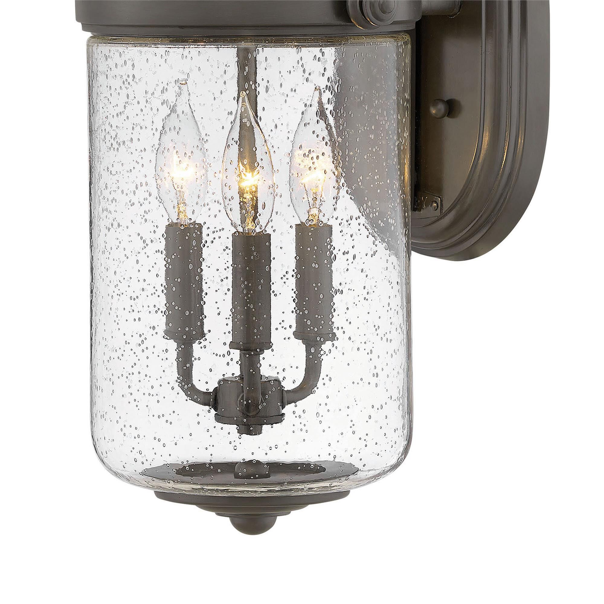 Shown in Oil Rubbed Bronze finish and Clear Seedy glass