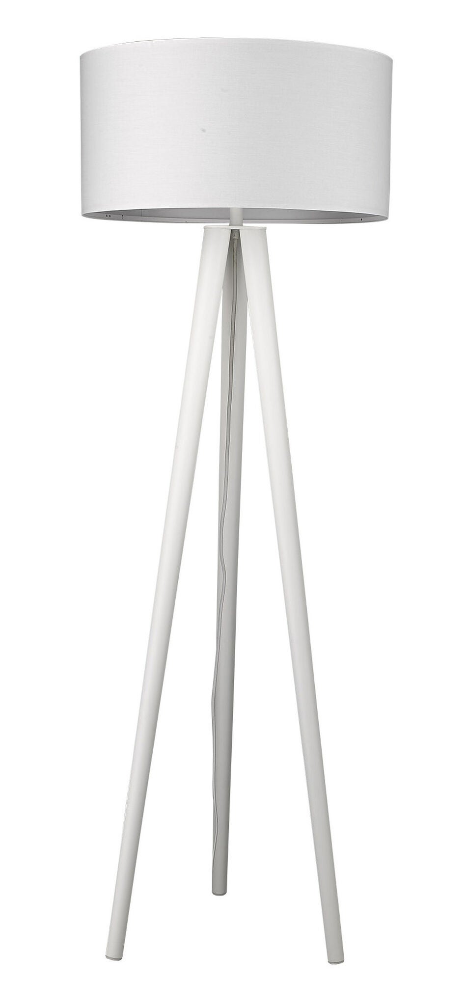 Shown in White finish and White glass and White Fabric Drum shade