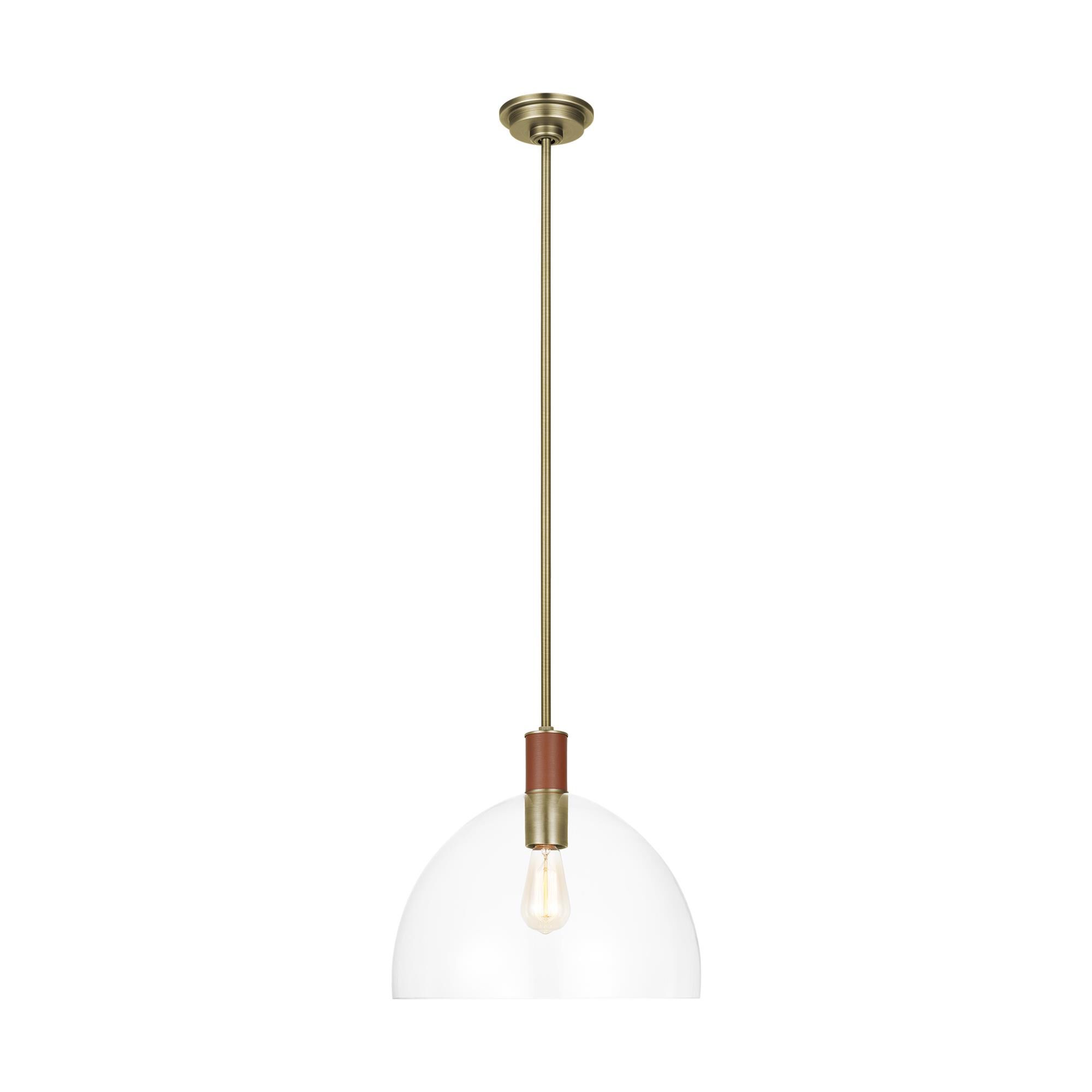 Shown in Time Worn Brass finish and Clear glass