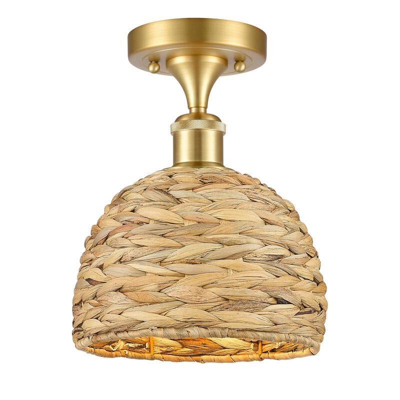 Bruno Marashlian Woven Rattan 8 Inch Semi Flush Mount by Innovations Lighting