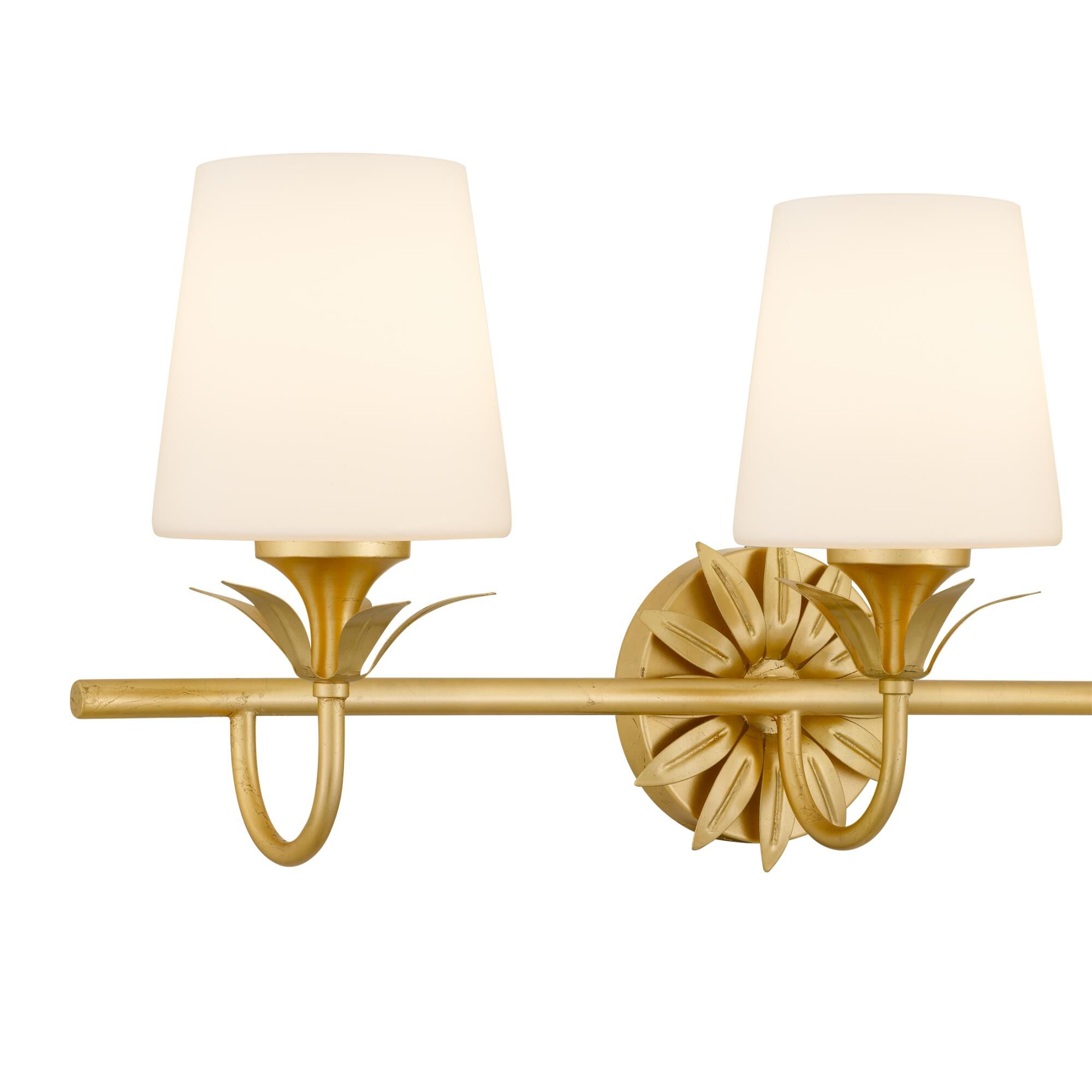 Shown in Gold Leaf finish and Opal Etched Glass shade
