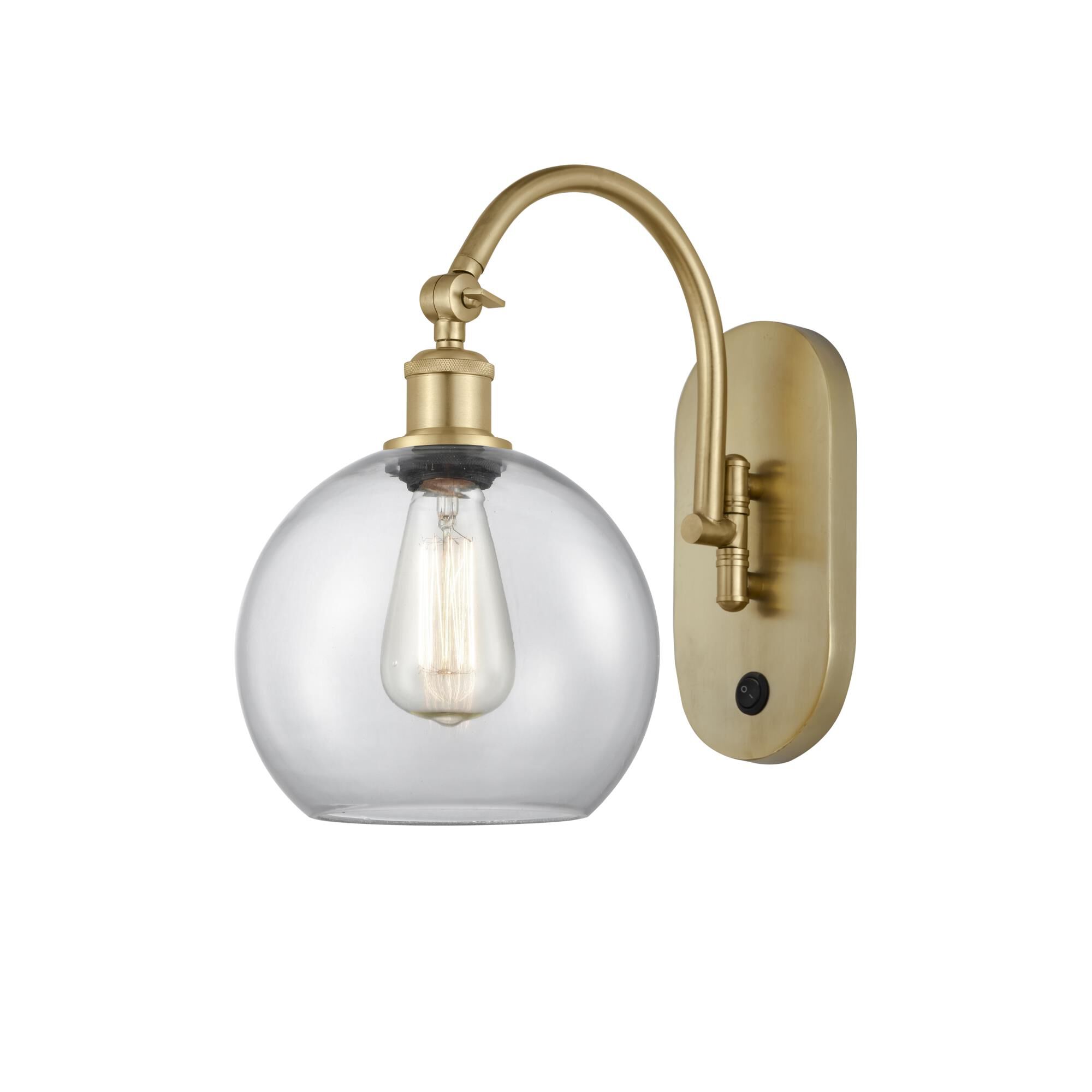 Shown in Satin Gold finish and Clear glass