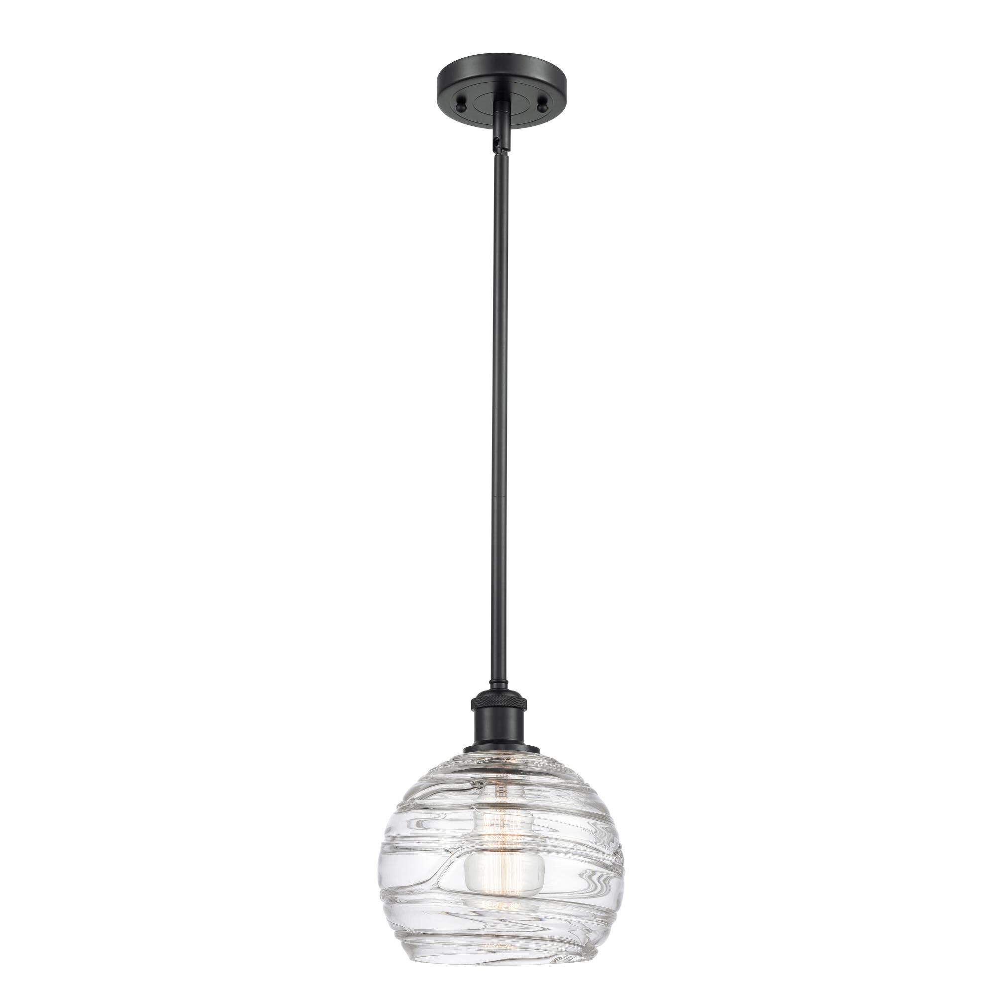 Shown in Matte Black finish and Sphere glass and Glass shade