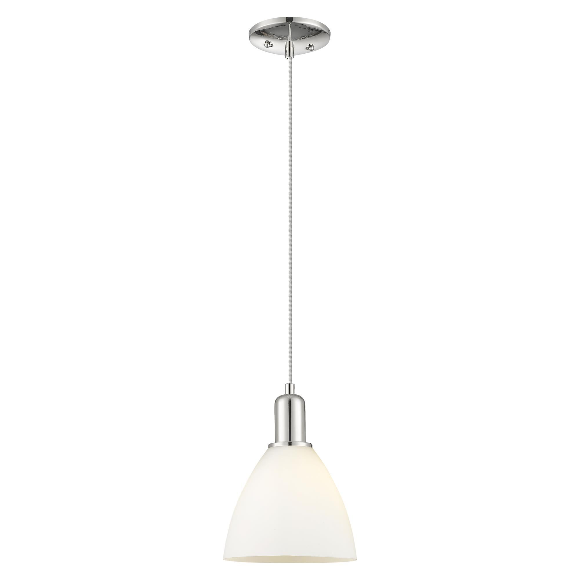 Shown in Polished Nickel finish and Matte White glass