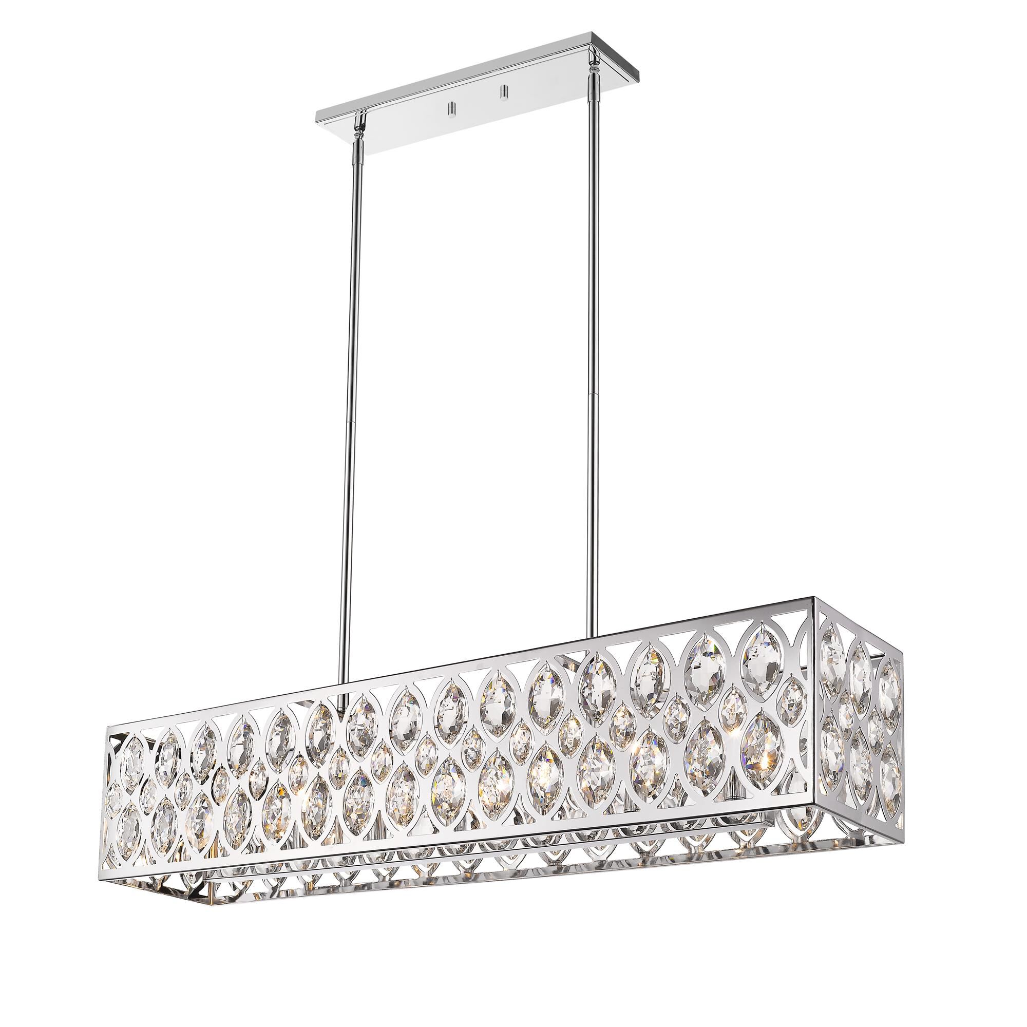 Shown in Chrome finish and Crystal glass and Crystal shade