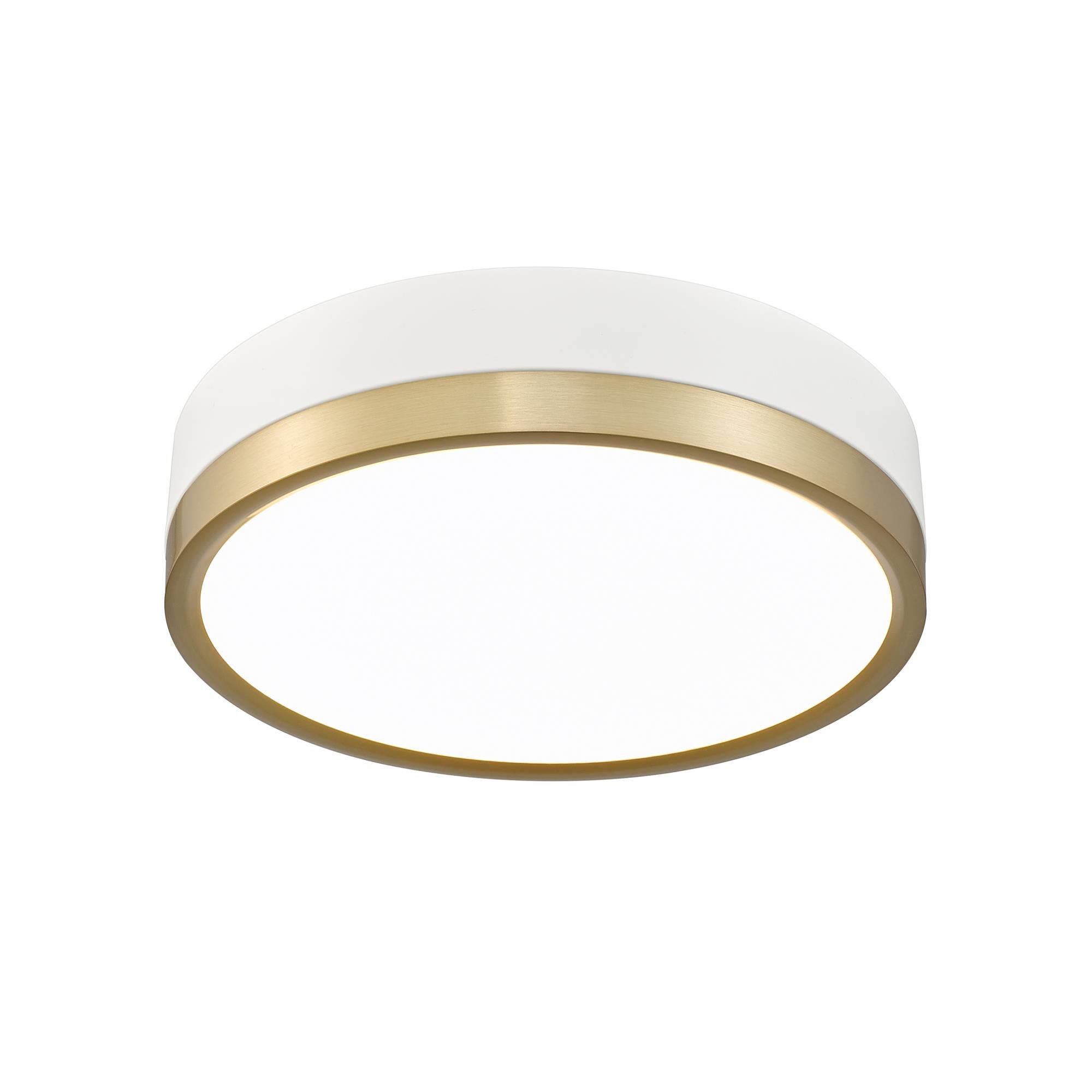 Shown in Matte White + Modern Gold finish and Frosted glass and Frosted shade