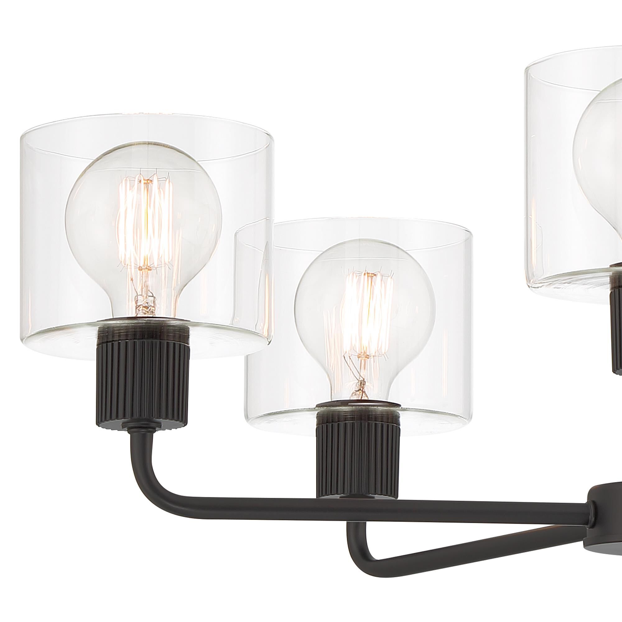 Shown in Matte Black finish and Clear glass