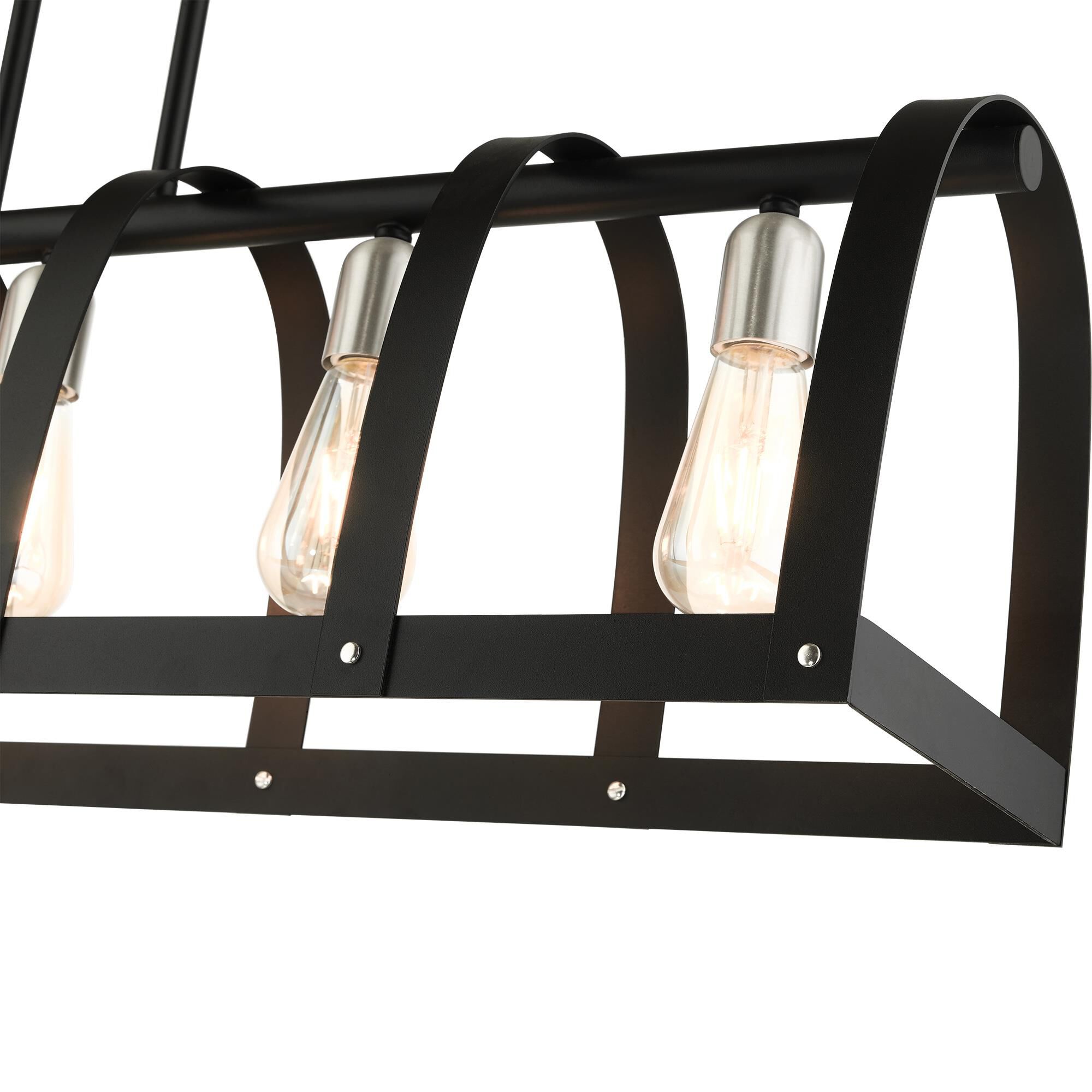 Shown in Textured Black finish and Textured Black Steel  With Brushed Nickel Accents shade