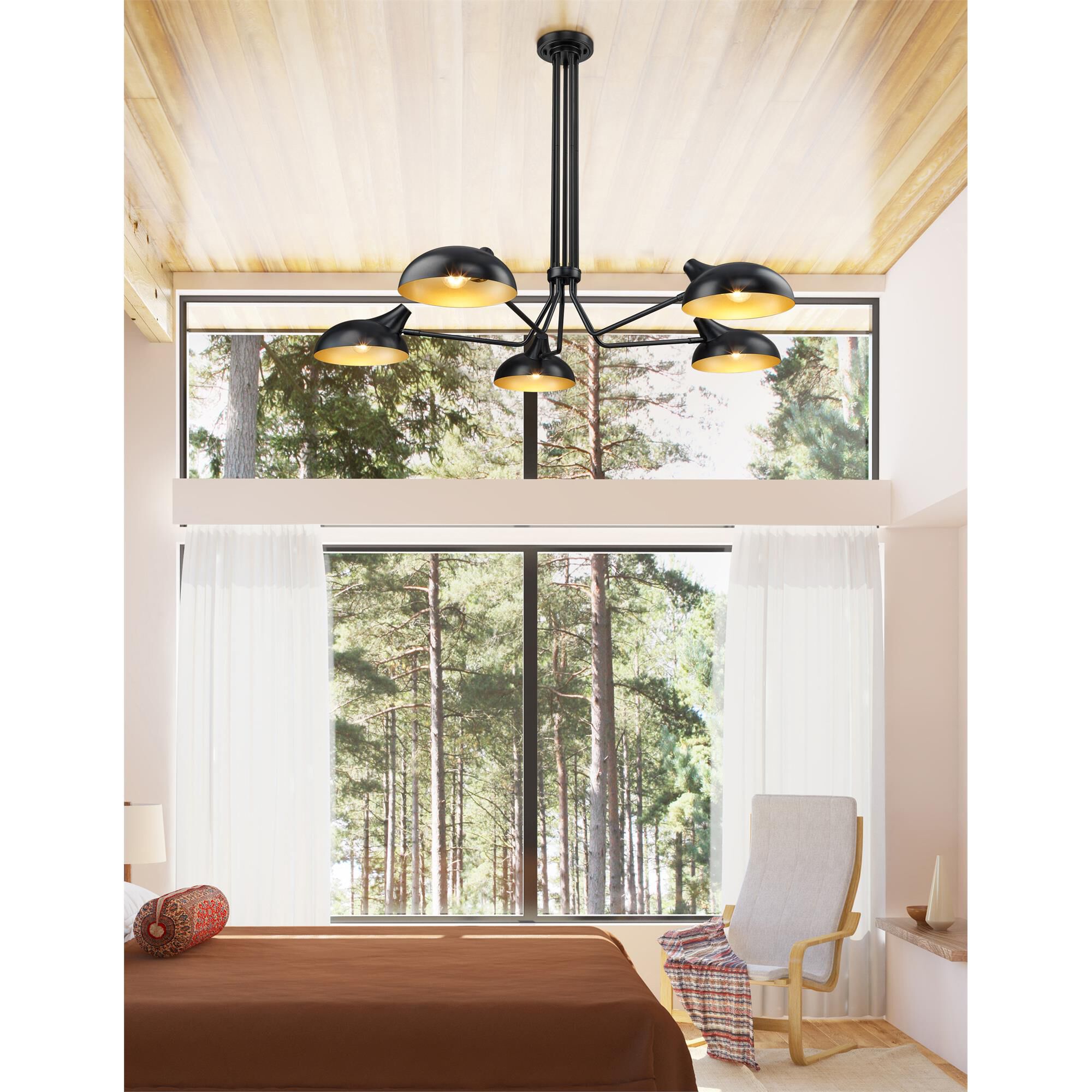 Shown in Matte Black finish and Matte Black Outer and Gold Inner Steel shade