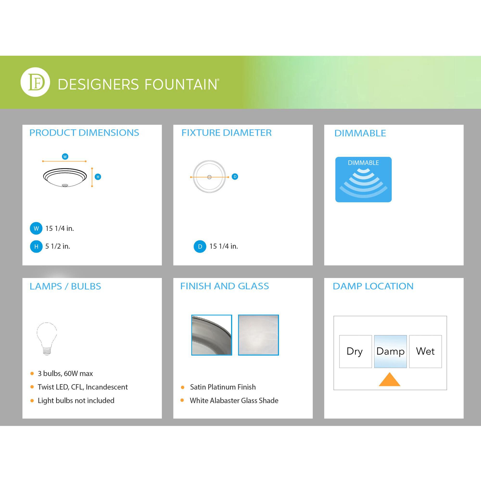 Shown in Satin Platinum finish and White Alabaster glass