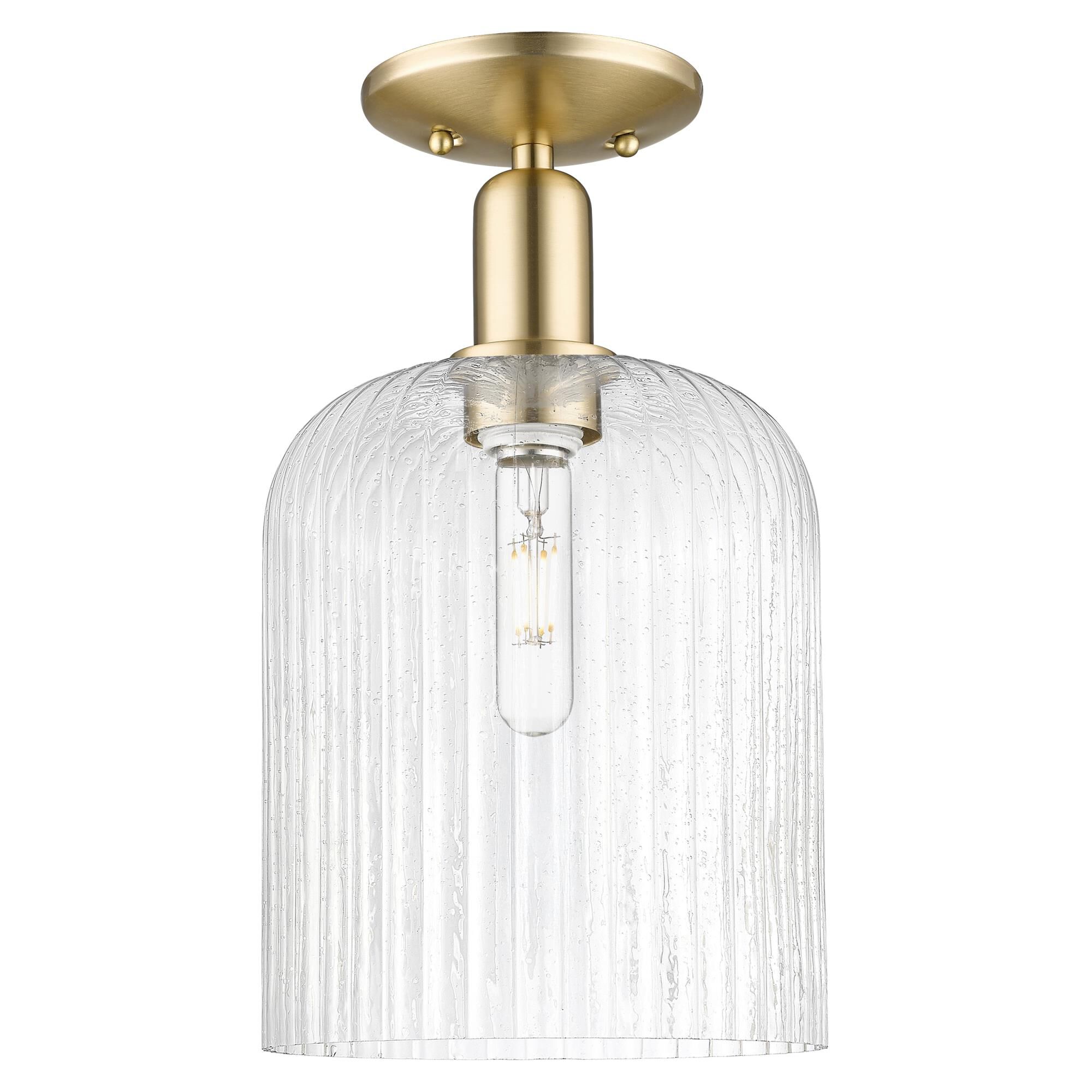 Shown in Champagne Bronze finish and Seedy glass