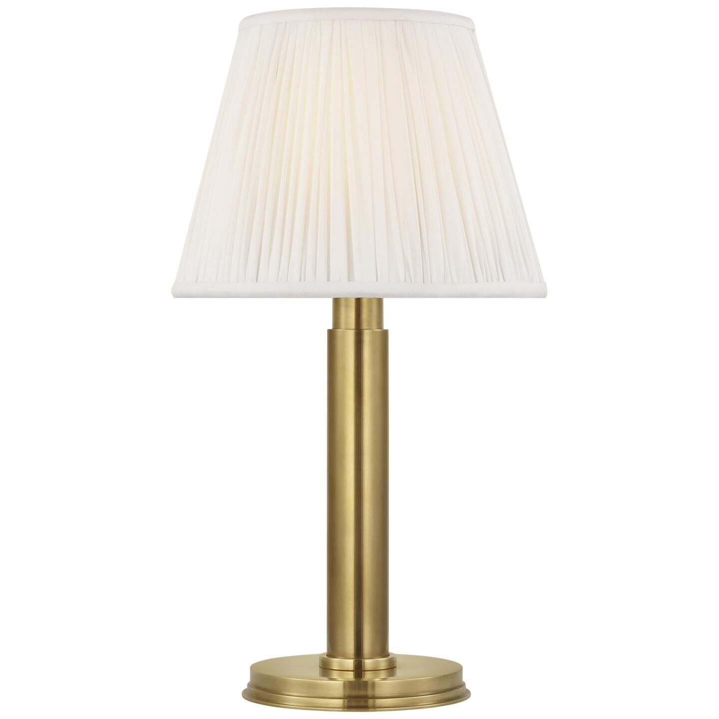 Shown in Antique-Burnished Brass finish and Silk Pleated shade