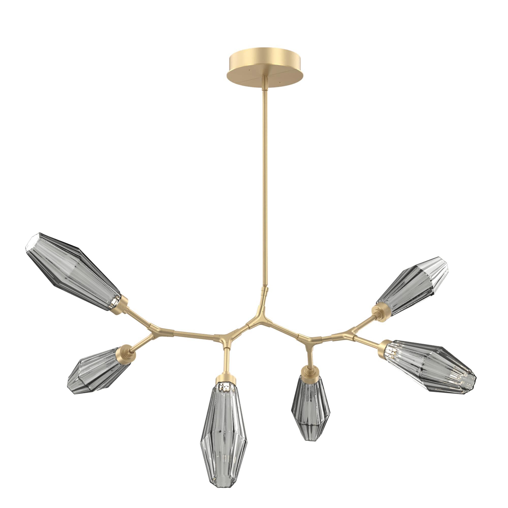 Shown in Gilded Brass finish and Optic Rib Smoke glass